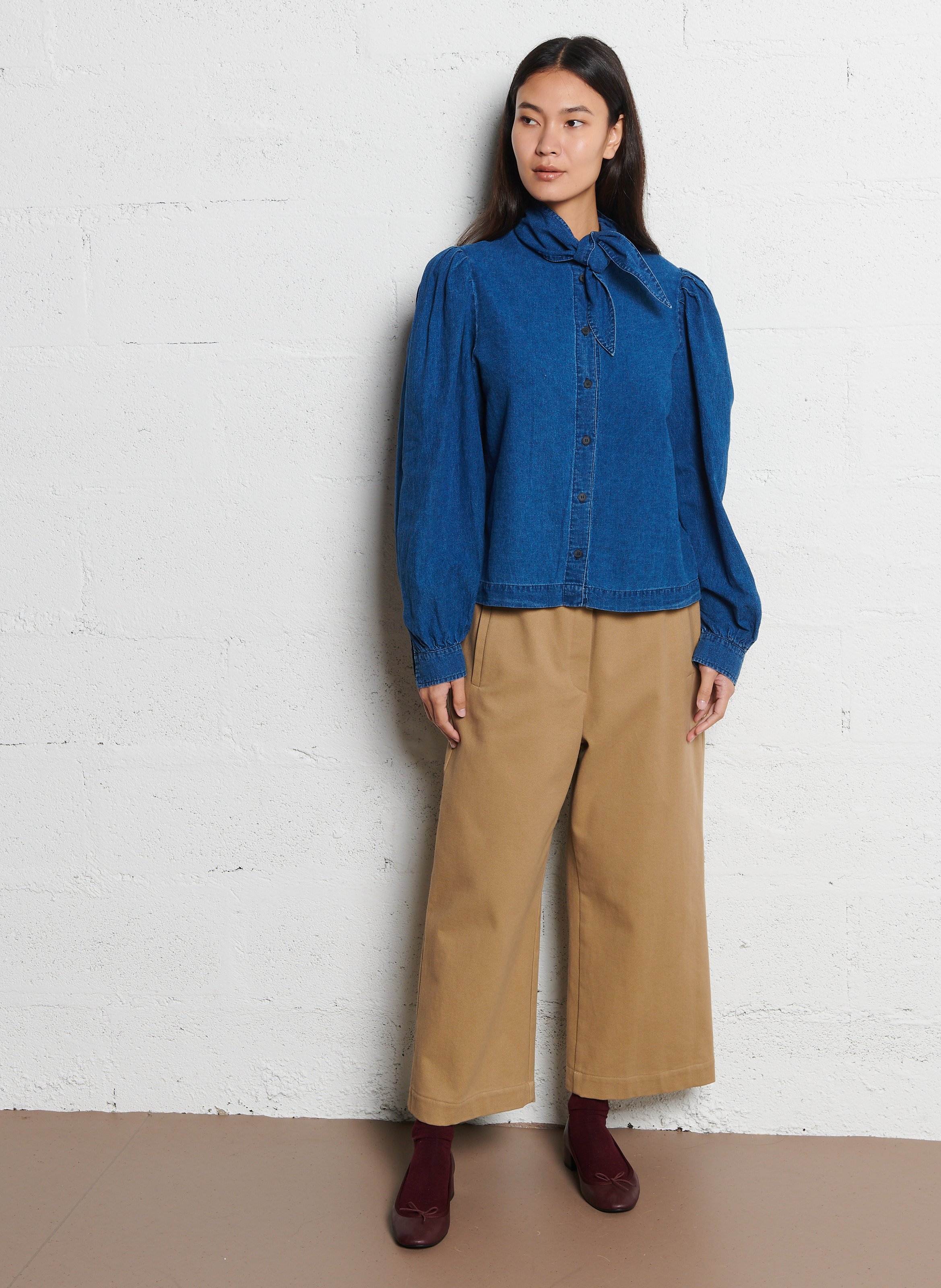 Recht overhemd van linnenmix SUZIE WINKLE Blauw