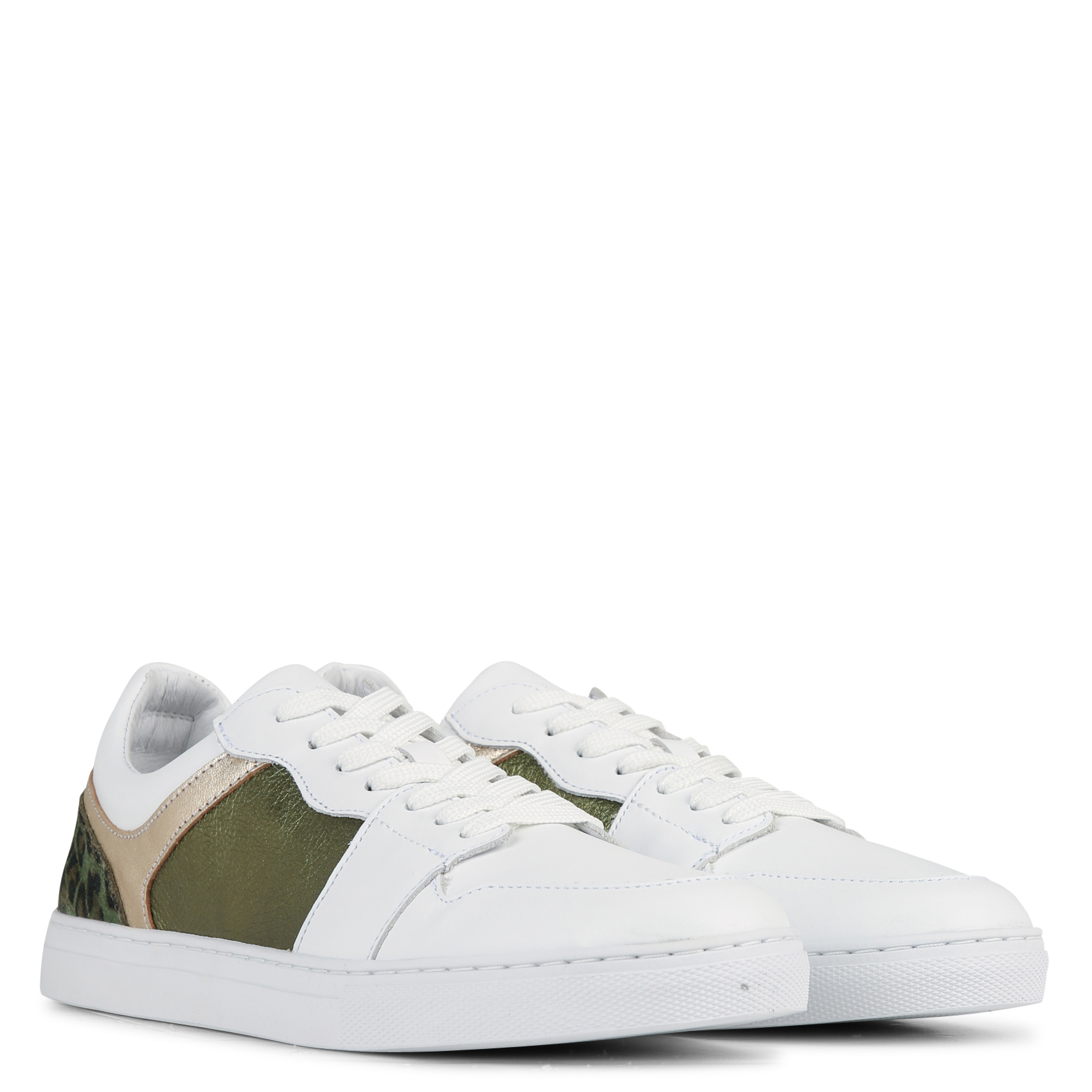 Baskets basses avec empiècements en cuir ONE STEP Kaki