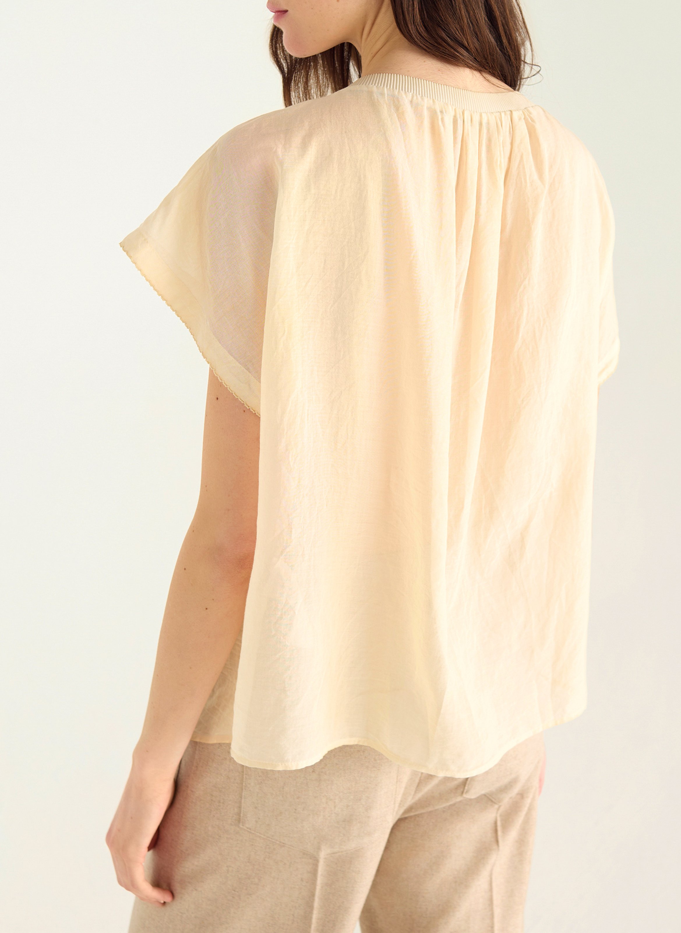 Katoenen blouse met ronde hals COTELAC Wit