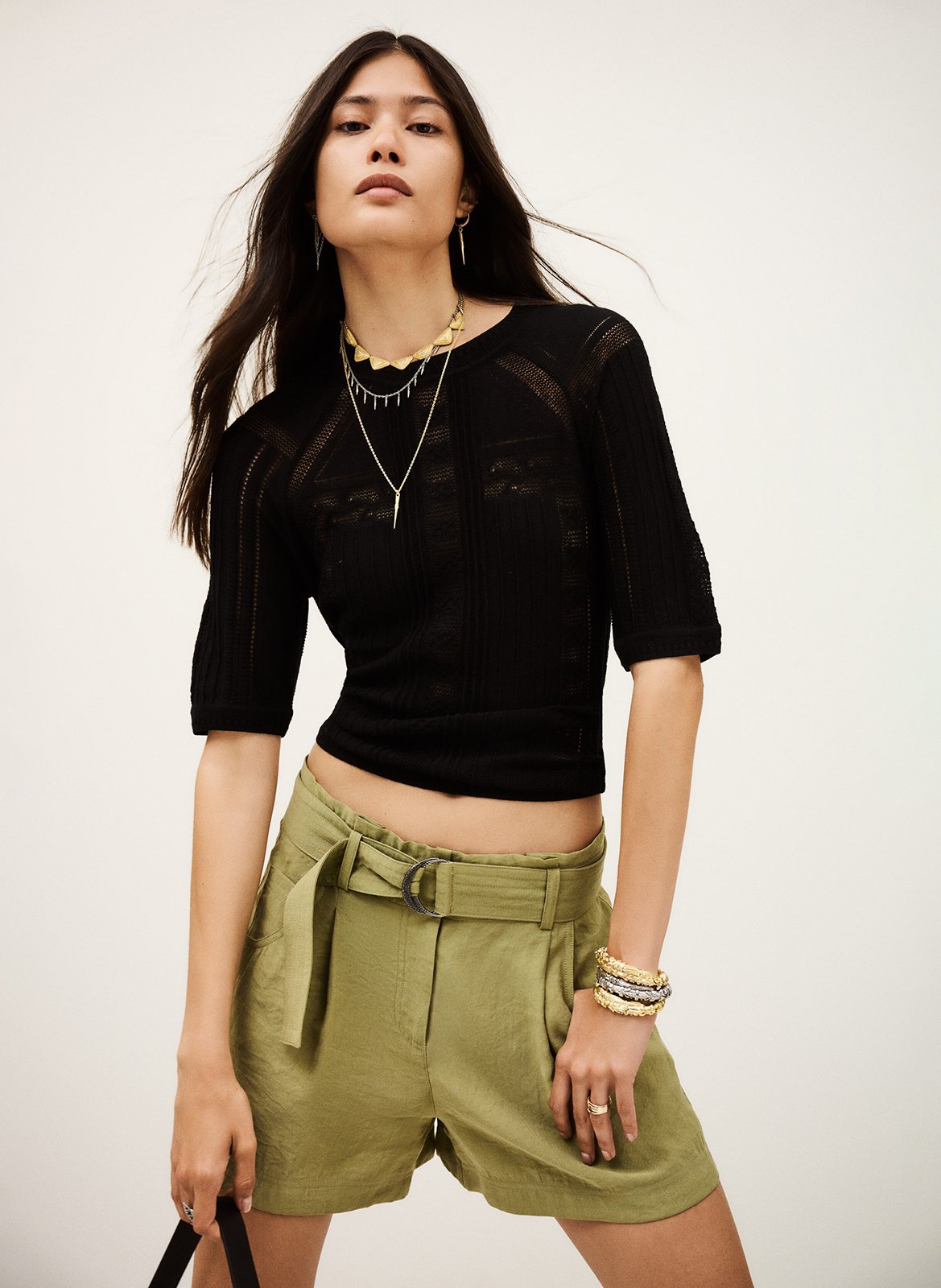 Round-neck wool-blend sweater BA&amp;SH Black