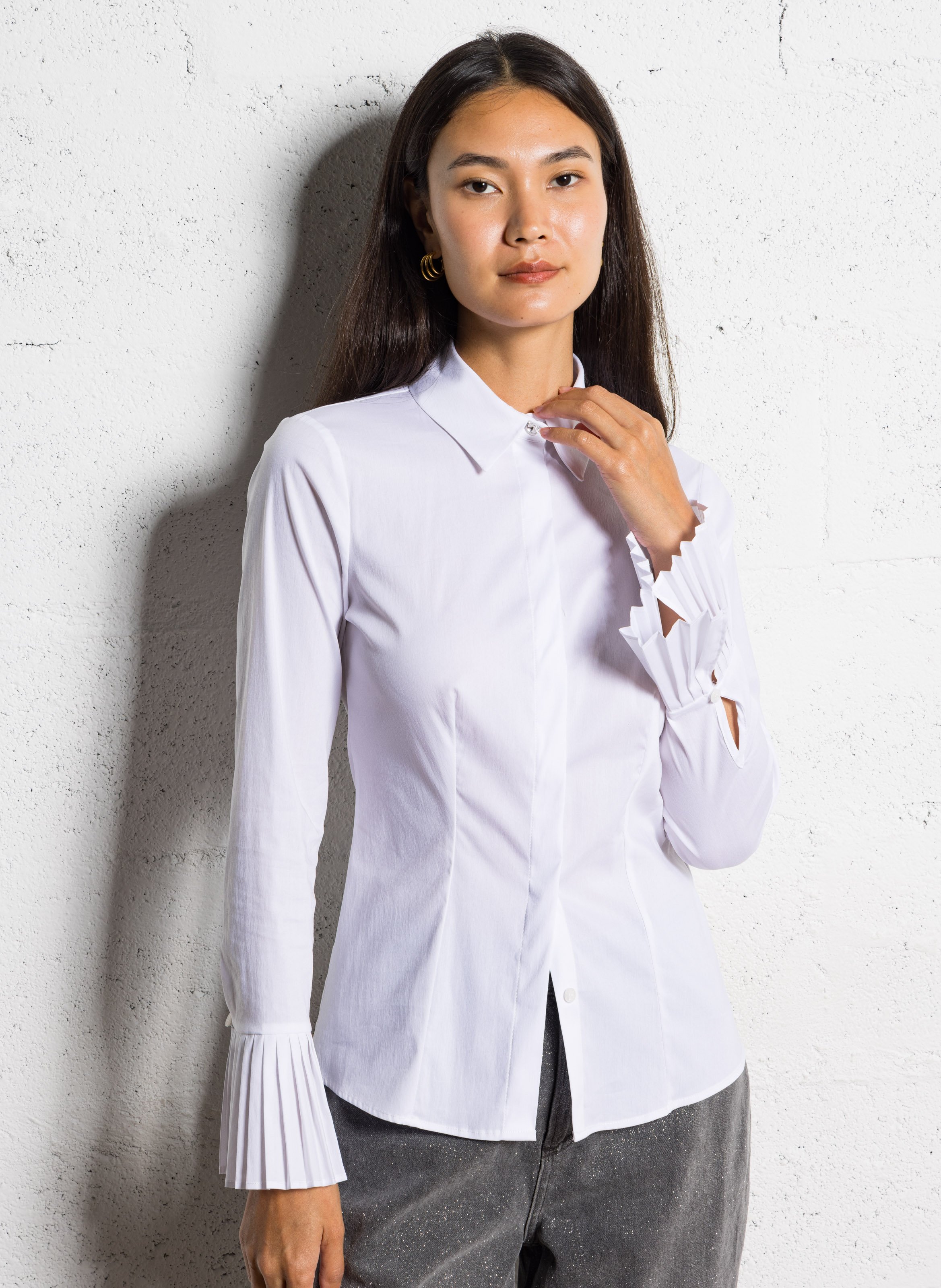 Bluse aus Baumwoll-Mix mit klassischem Kragen LIU JO Weiss