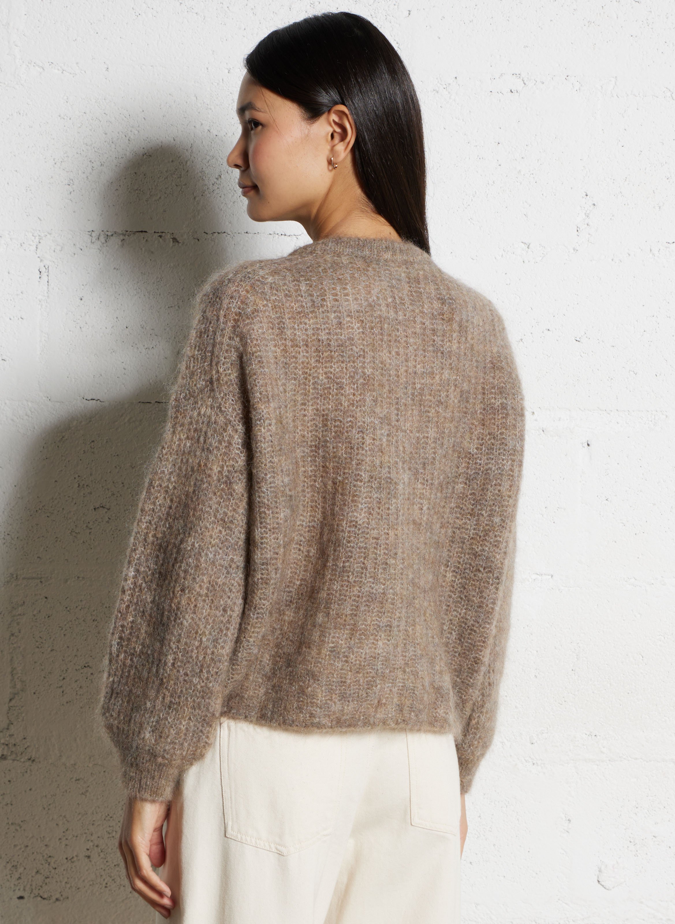 Oversized fluffy wool blend vest DES PETITS HAUTS Beige