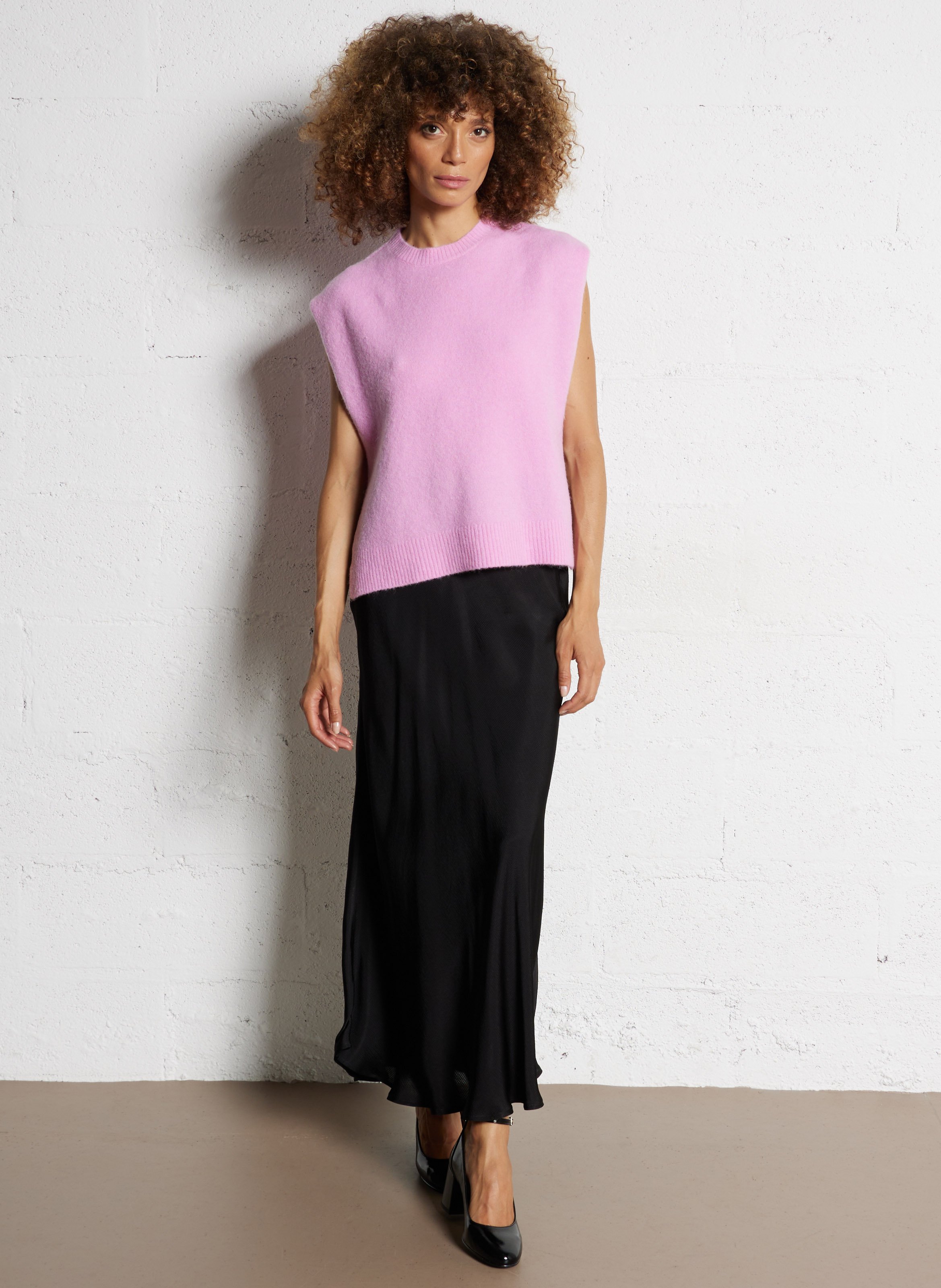 Pull oversize col rond en maille HARTFORD Rose