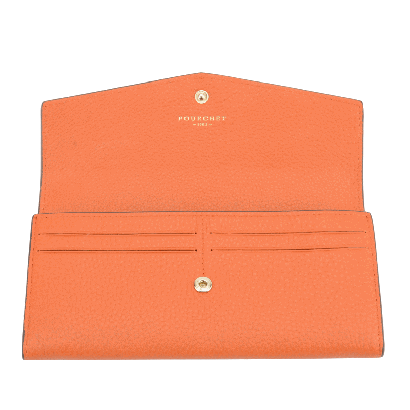 Leather coin purse POURCHET Orange