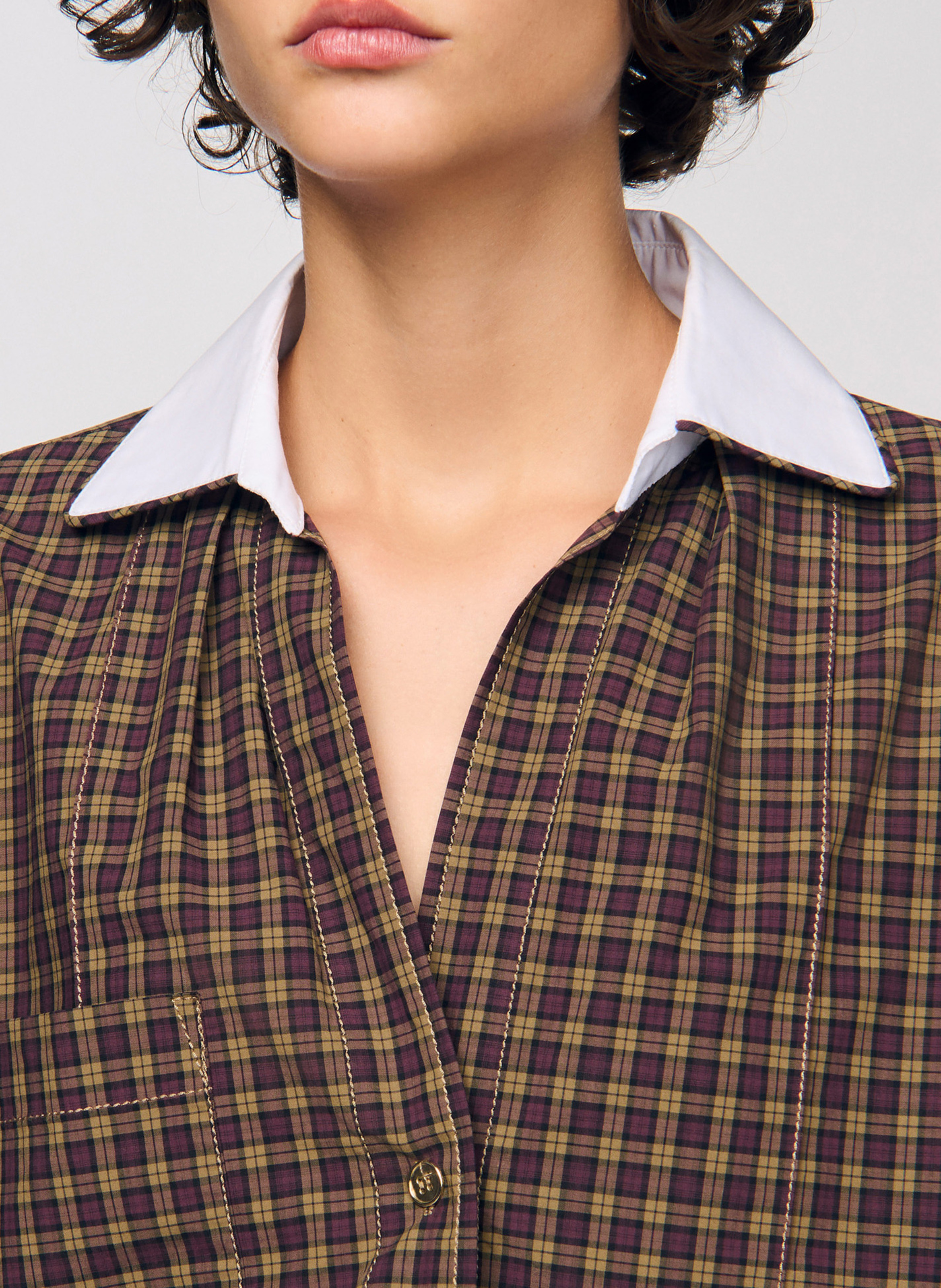 Checked shirt with classic collar SANDRO Red