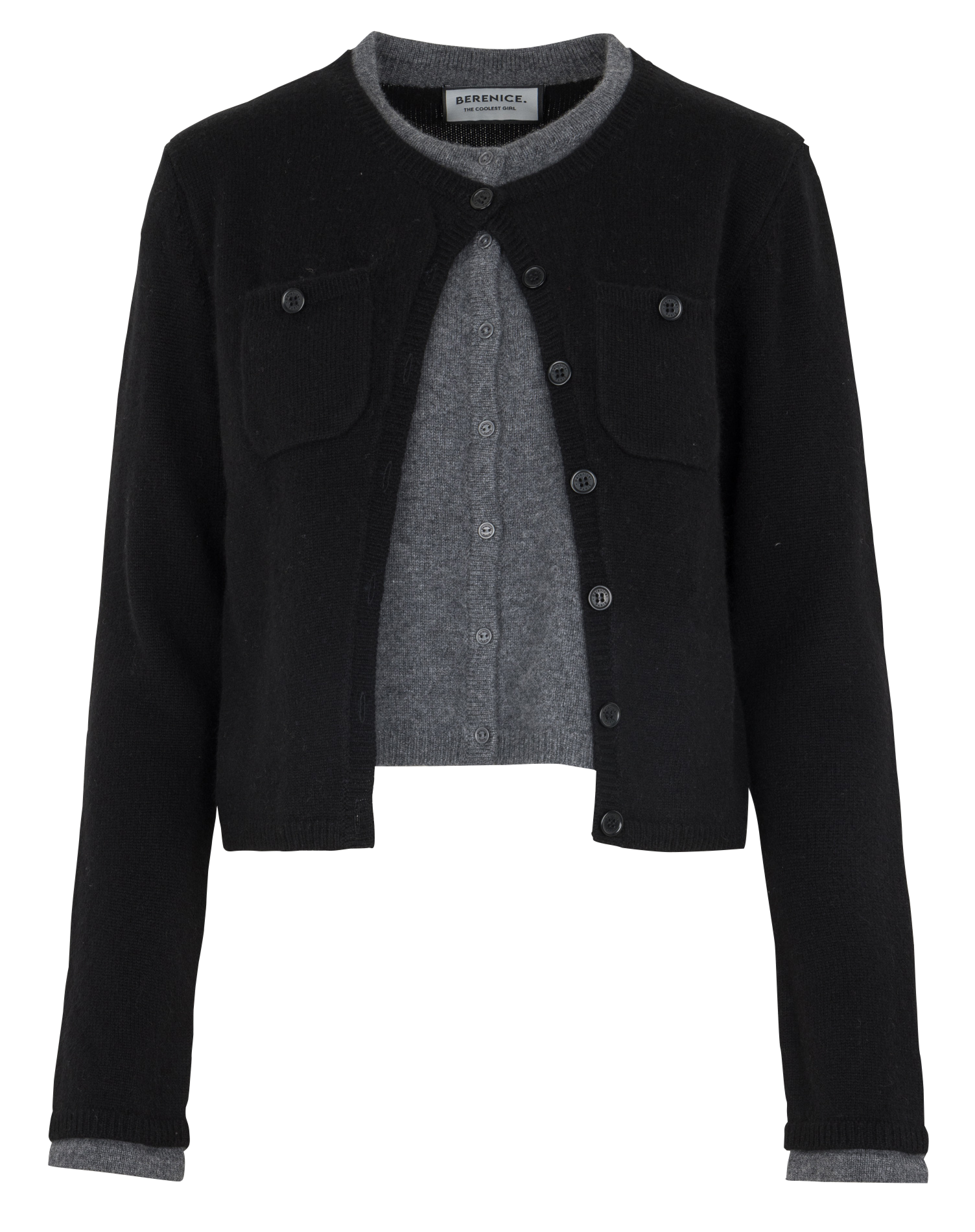 Rundhalsausschnittweste aus Wolle und Kaschmirgemisch BERENICE Schwarz