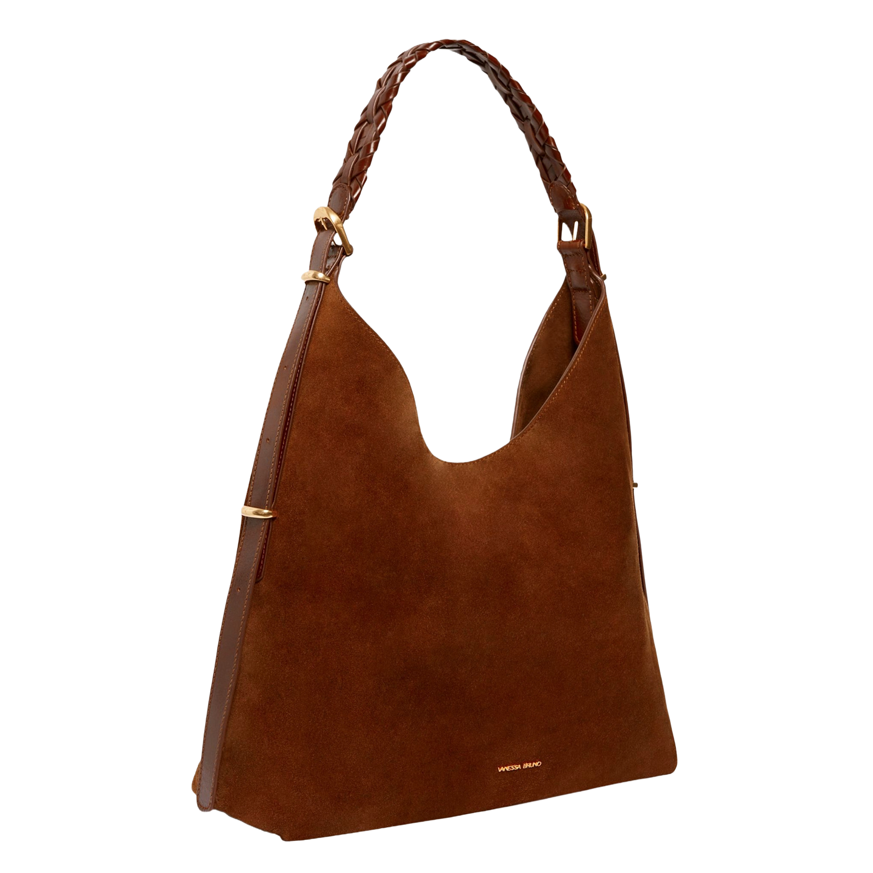 Buideltas van getextureerd leer met veters VANESSA BRUNO Bruin