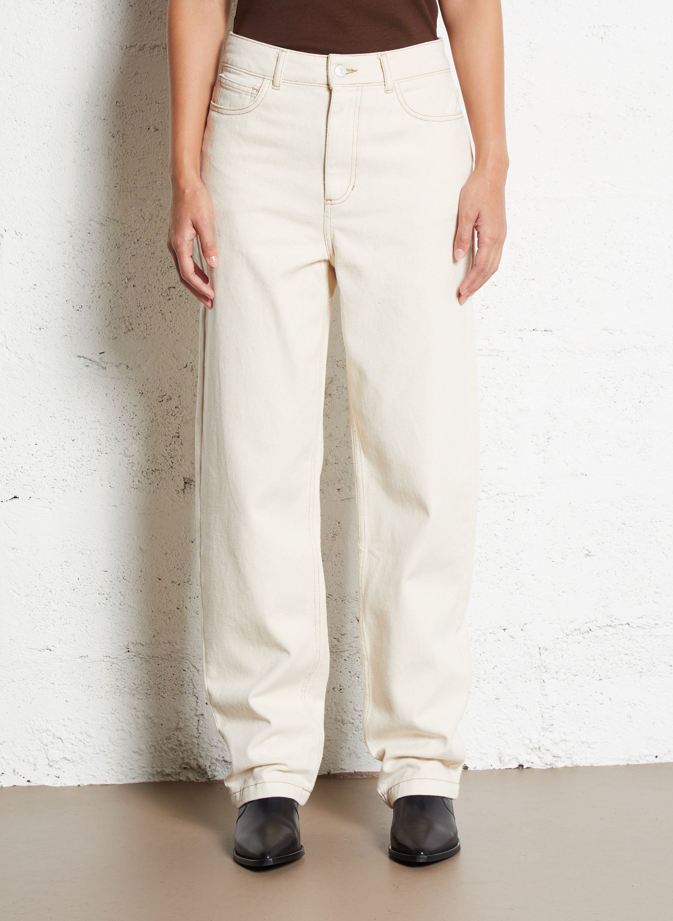 Katoenen jeans met rechte pijp THE NEW SOCIETY Beige