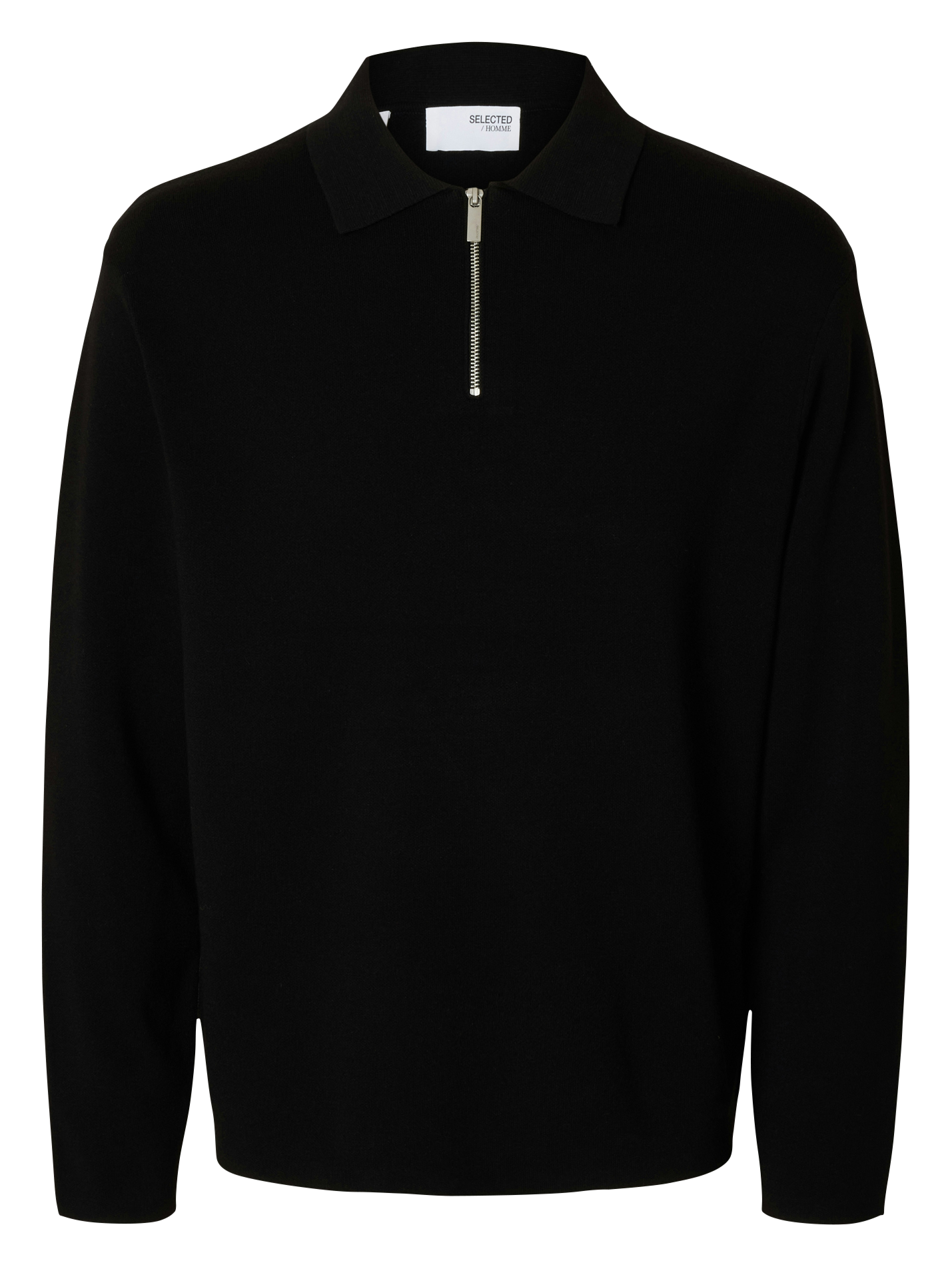 Sweat droit uni à demi zip SELECTED Noir