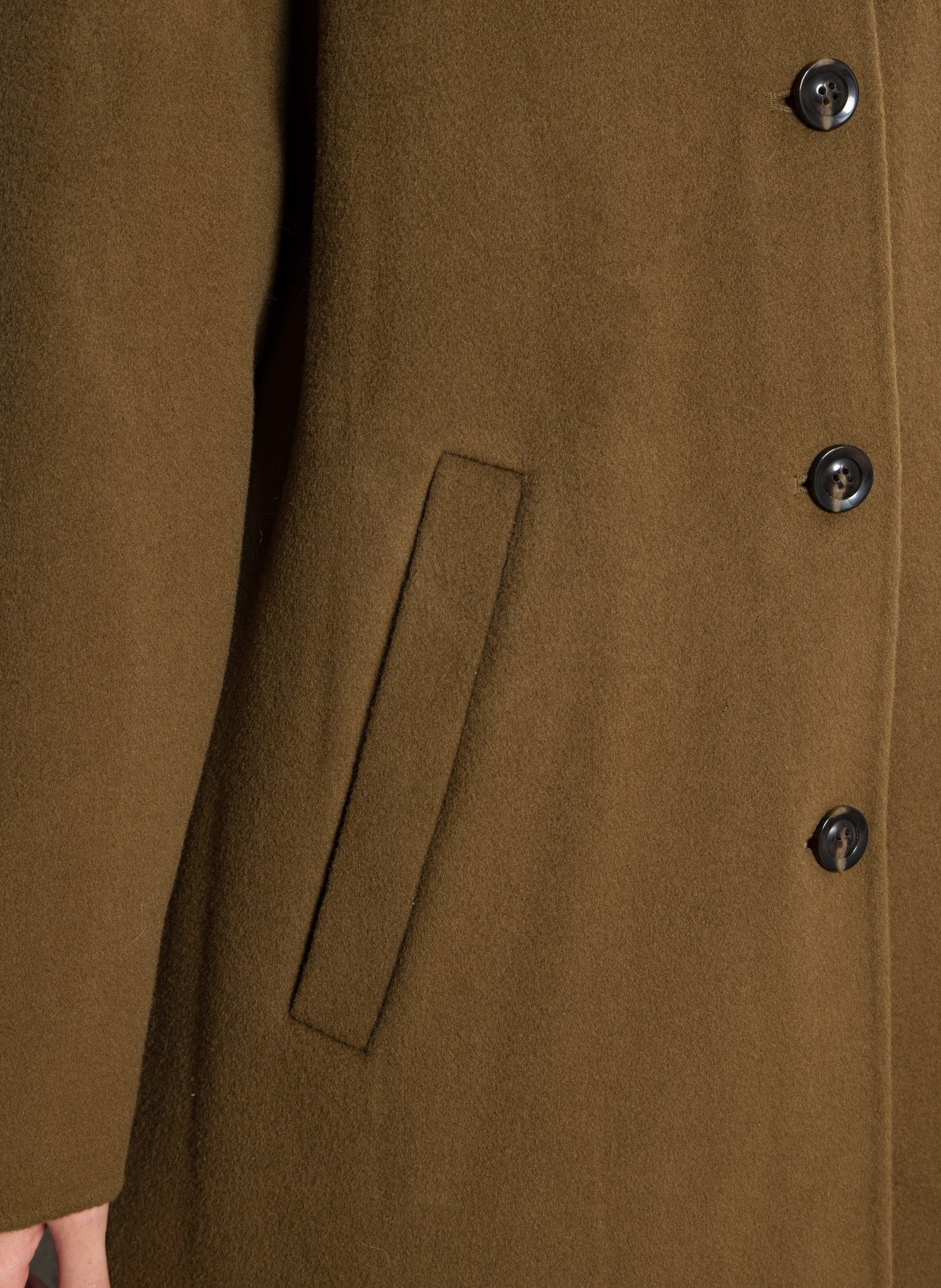 Manteau droit col classique en laine mélangée SOEUR Marron