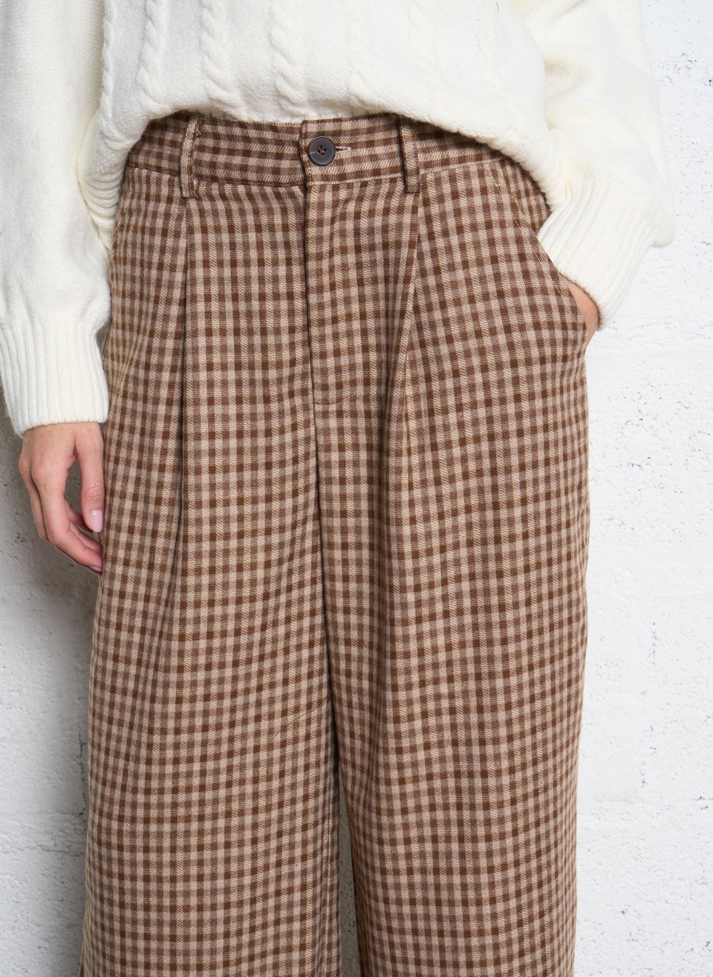 Gerade geschnittene Karohose THE KORNER Braun