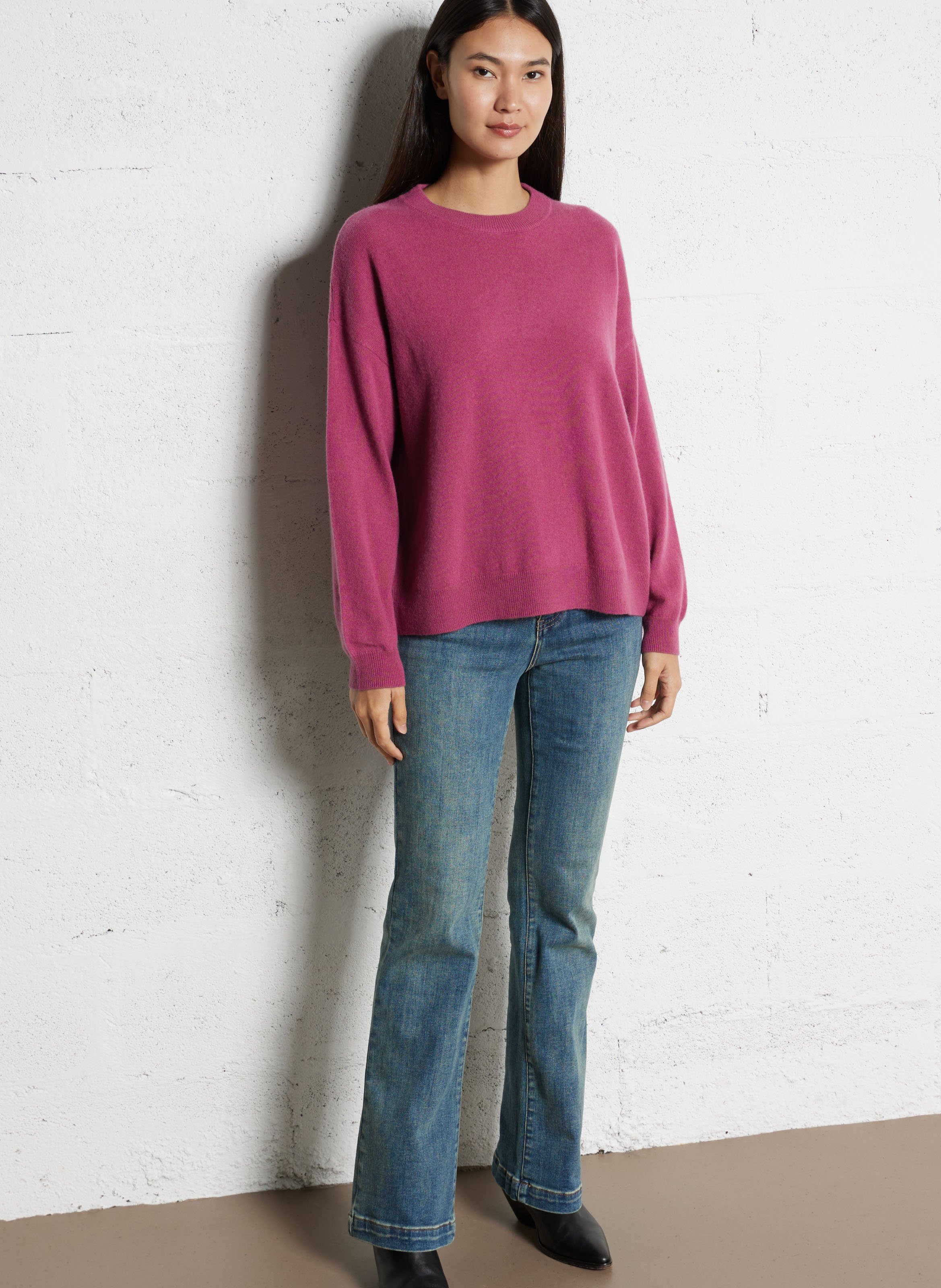 Oversized round neck cashmere sweater SUD EXPRESS Pink