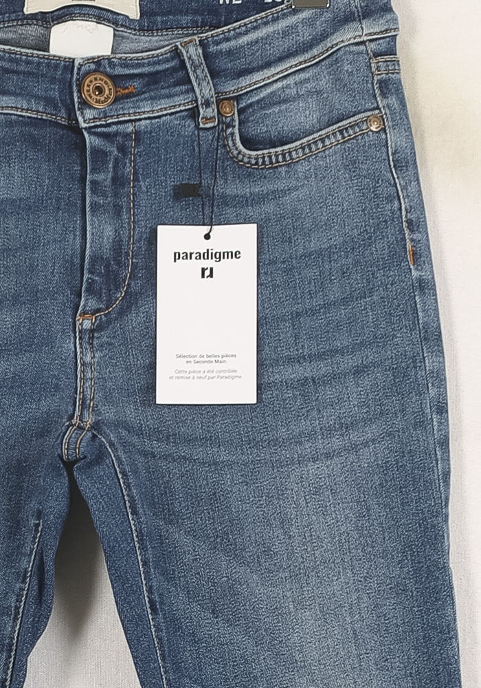 Cropped slim jeans with studs Blue