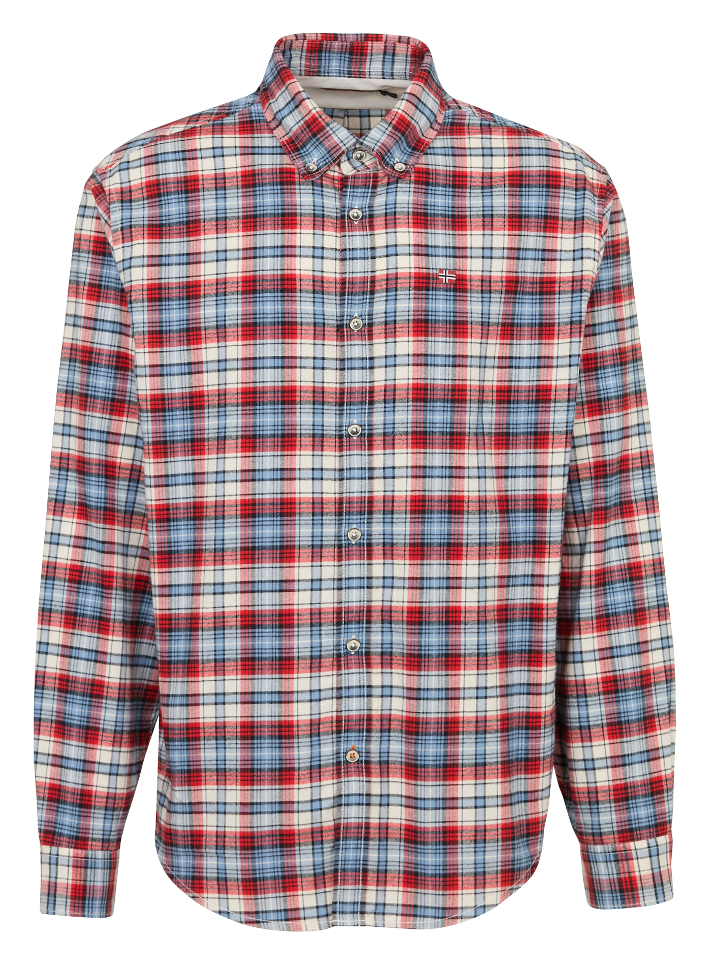 Chemise droite col américain à carreaux en coton NAPAPIJRI Rouge
