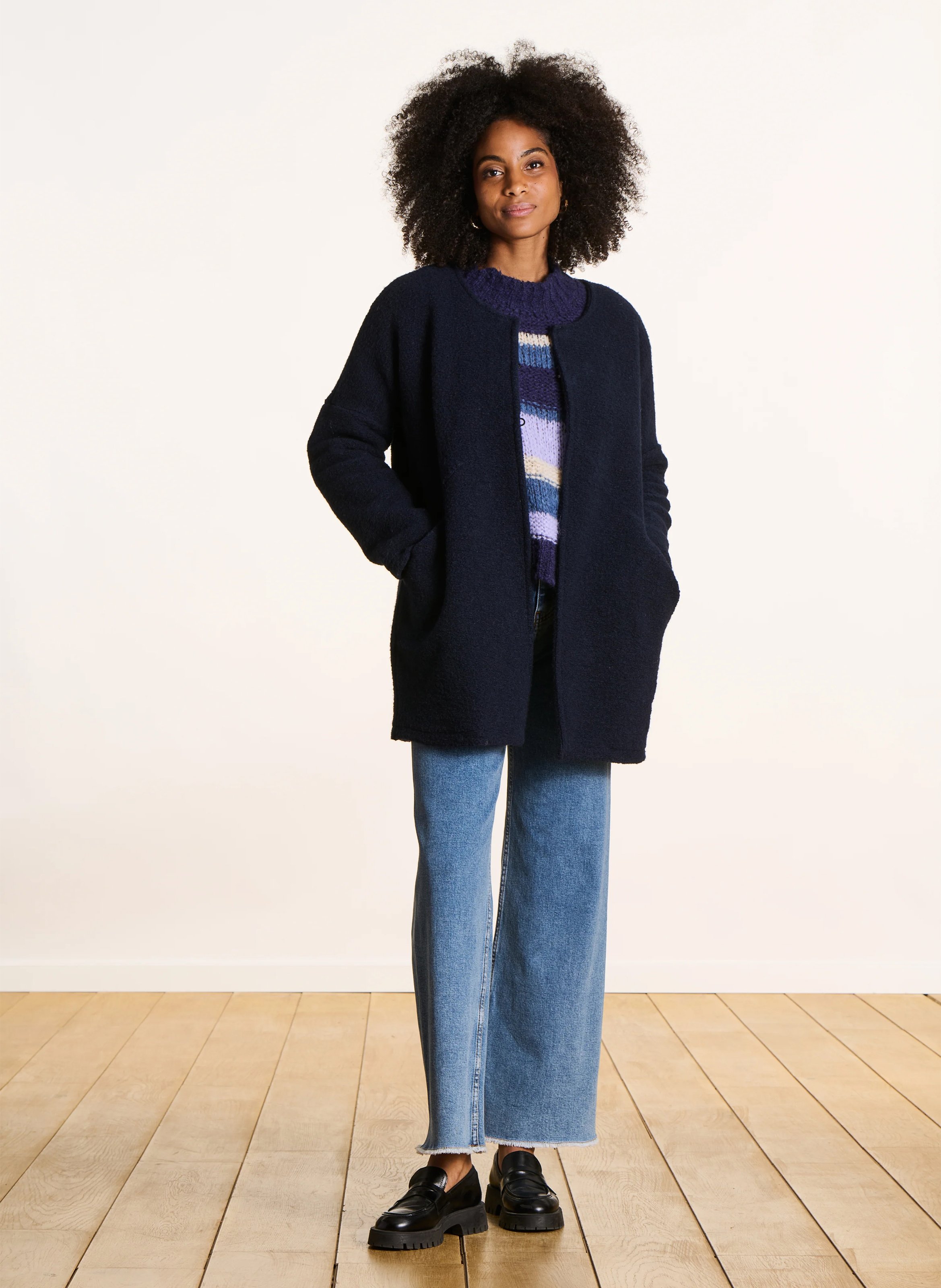 Round-neck coat LA FEE MARABOUTEE Blue