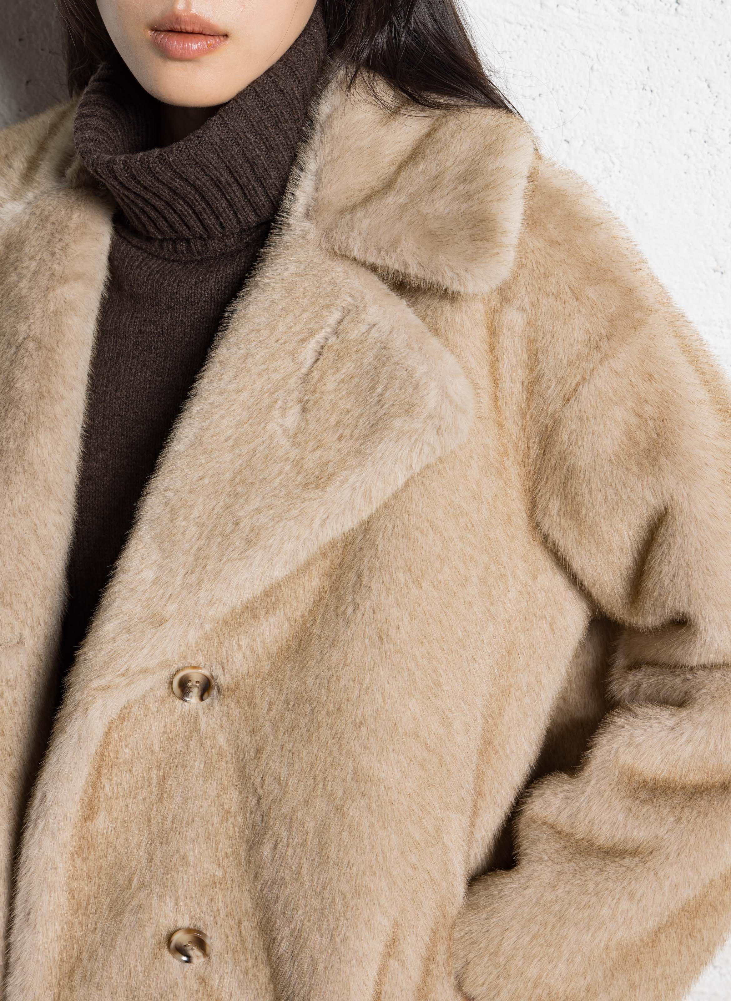 Cropped faux fur coat MAISON 123 Beige