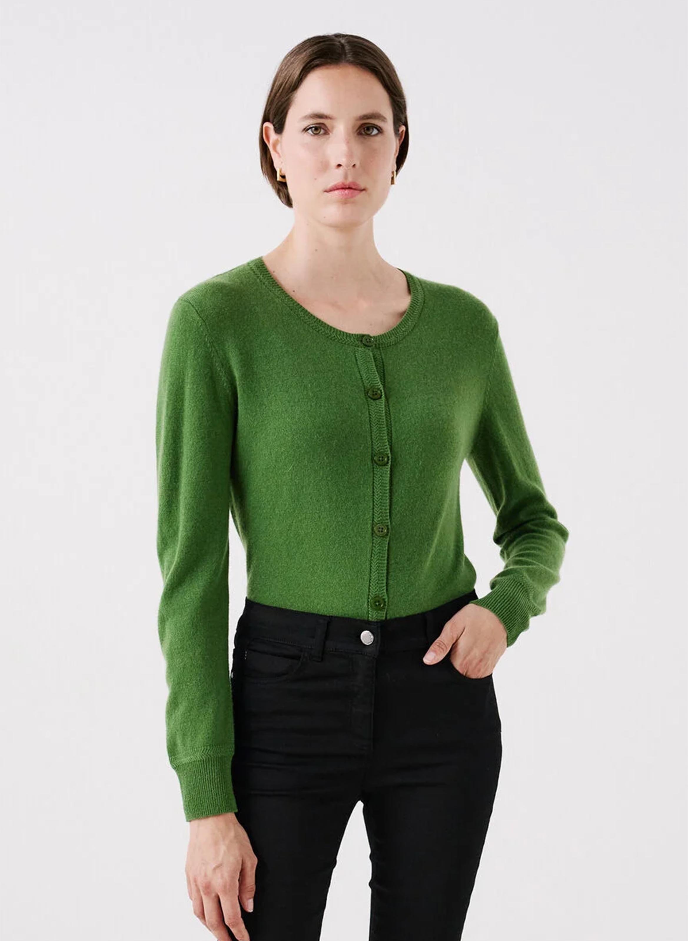 Gilet en cachemire col rond CAROLL Vert