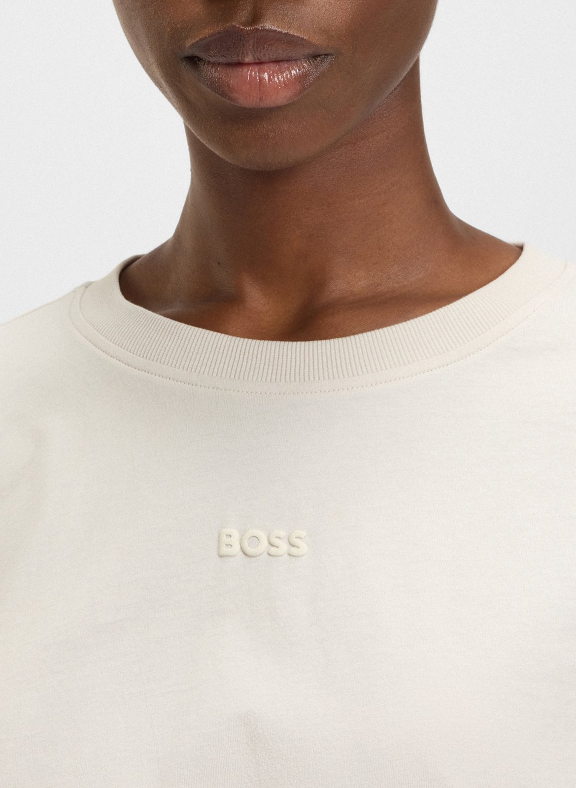 Tee-shirt ample col rond en coton BOSS Beige