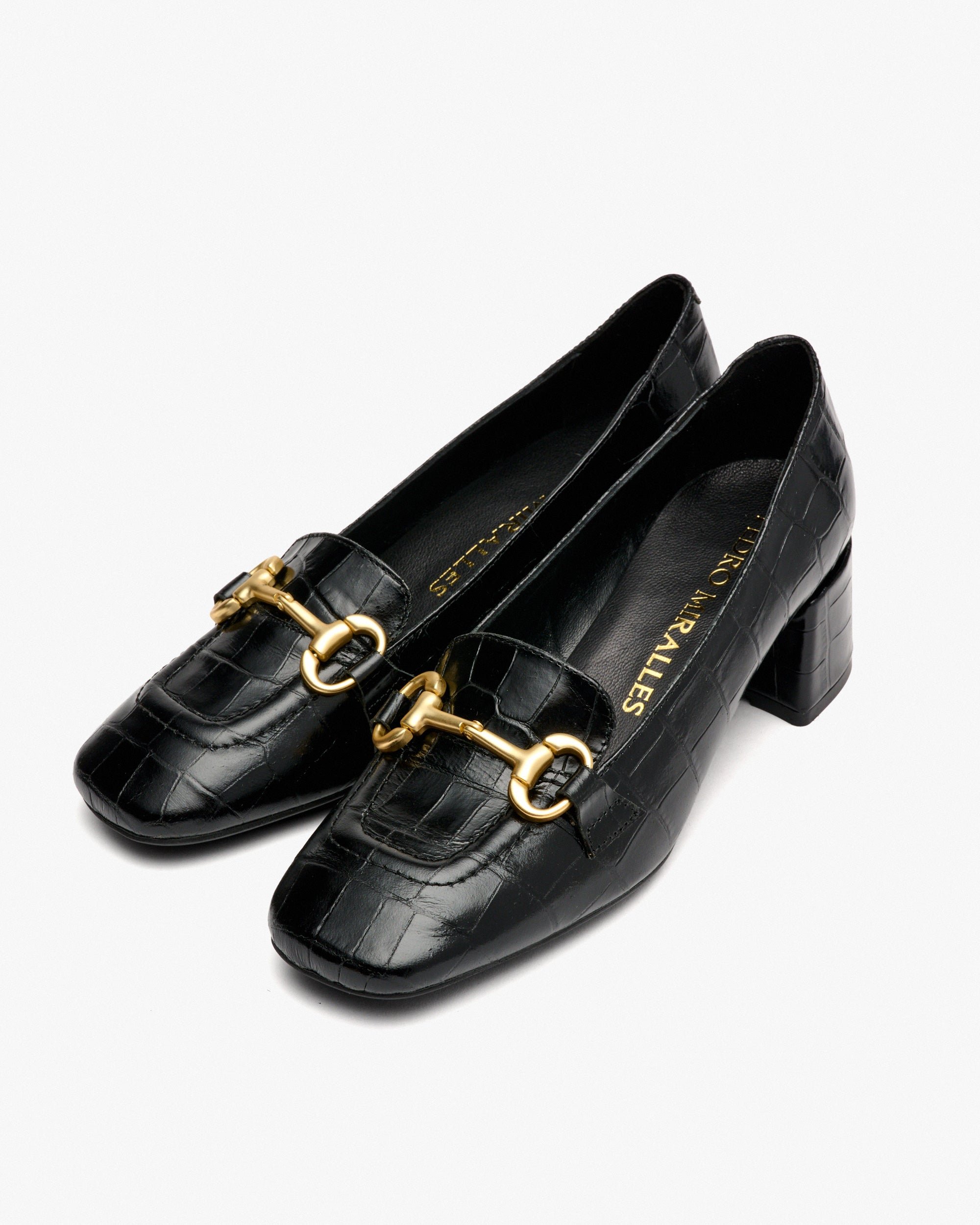 Black embossed leather heels PEDRO MIRALLES Black