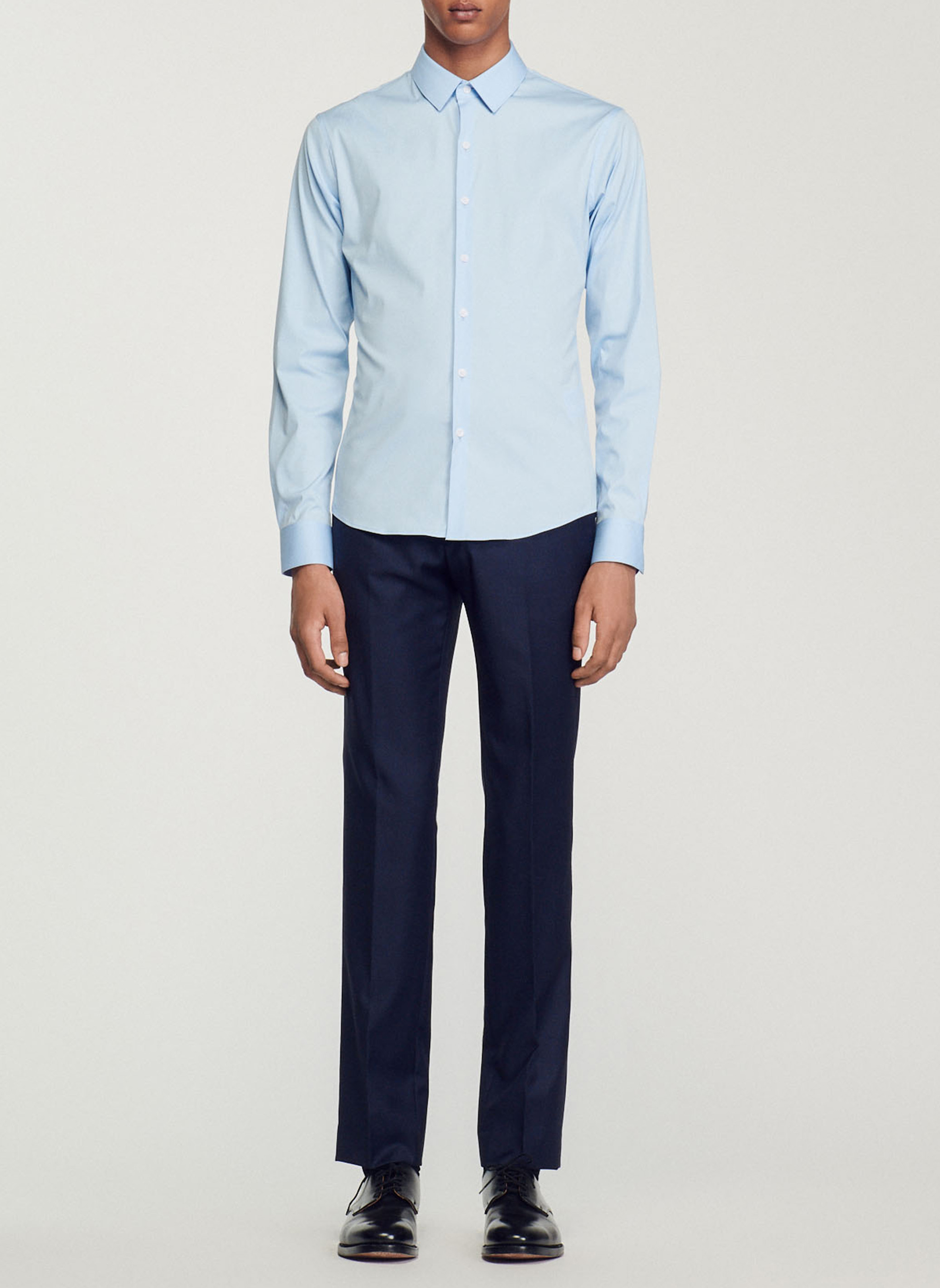Chemise slim-fit en coton stretch SANDRO Bleu