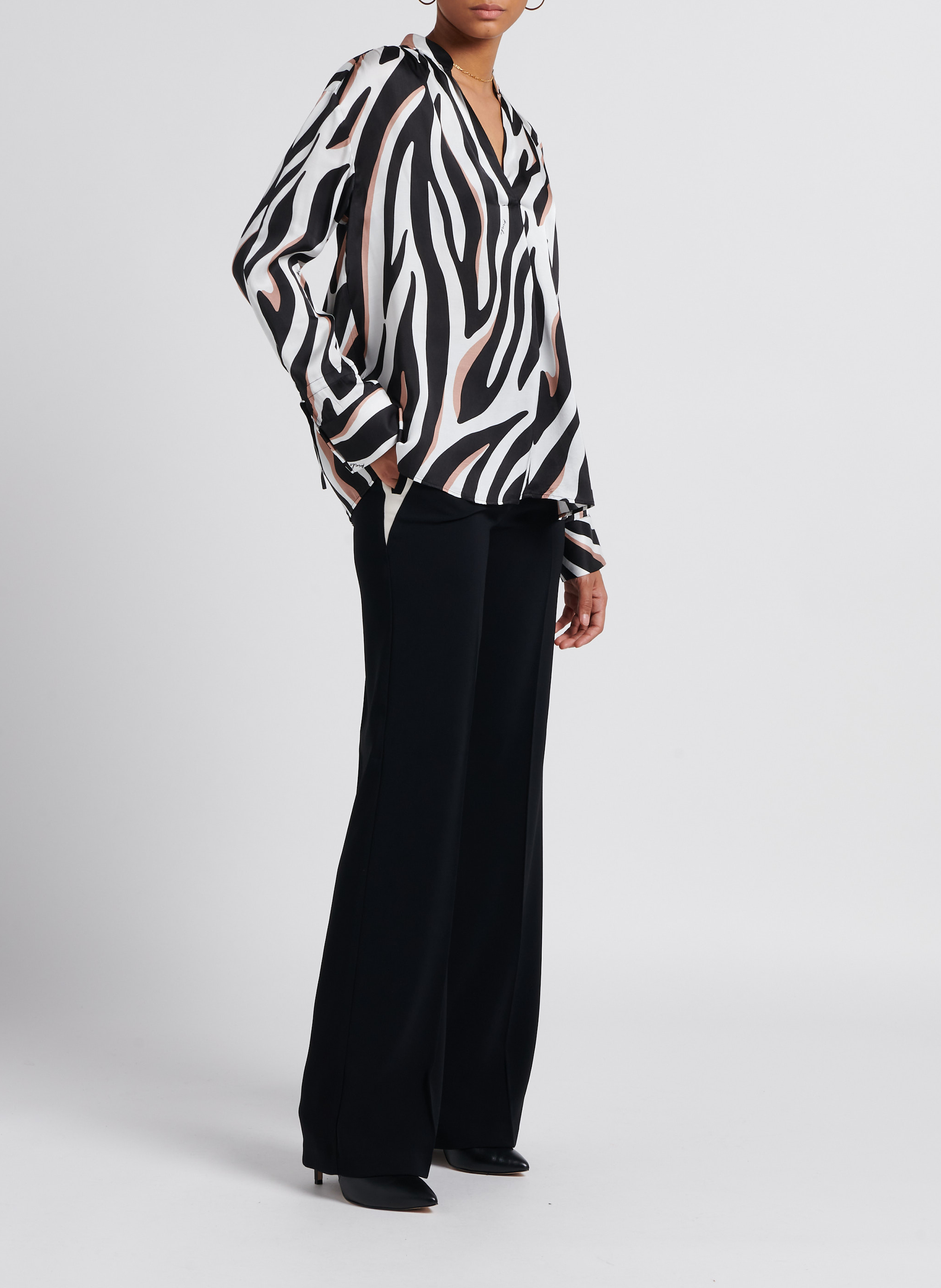 Rechte, satijnachtige top met V-hals PINKO Veelkleurig