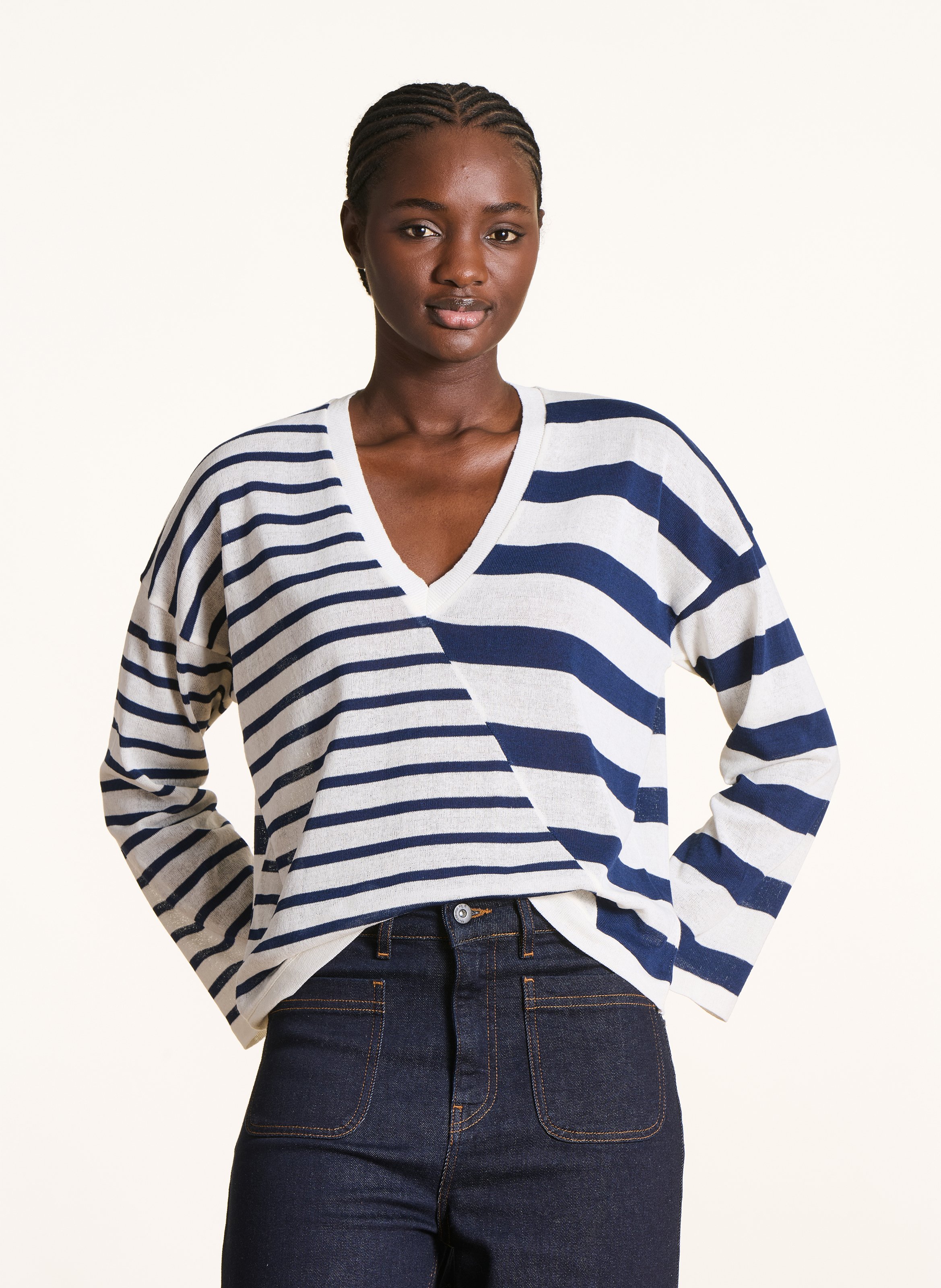 Pull oversize en coton recyclé mélangé LA FEE MARABOUTEE Blue