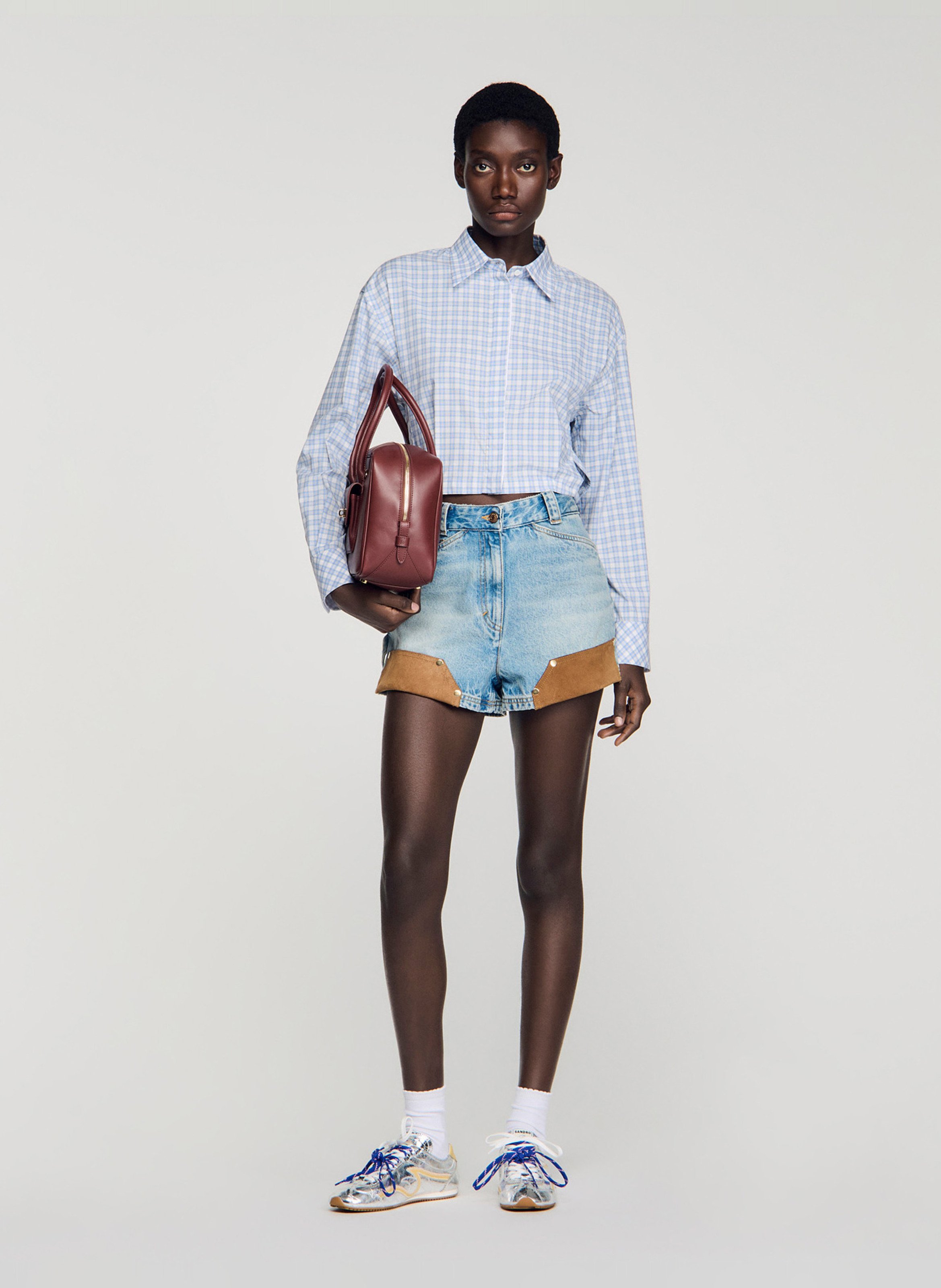 Checked shirt with classic collar SANDRO Blue