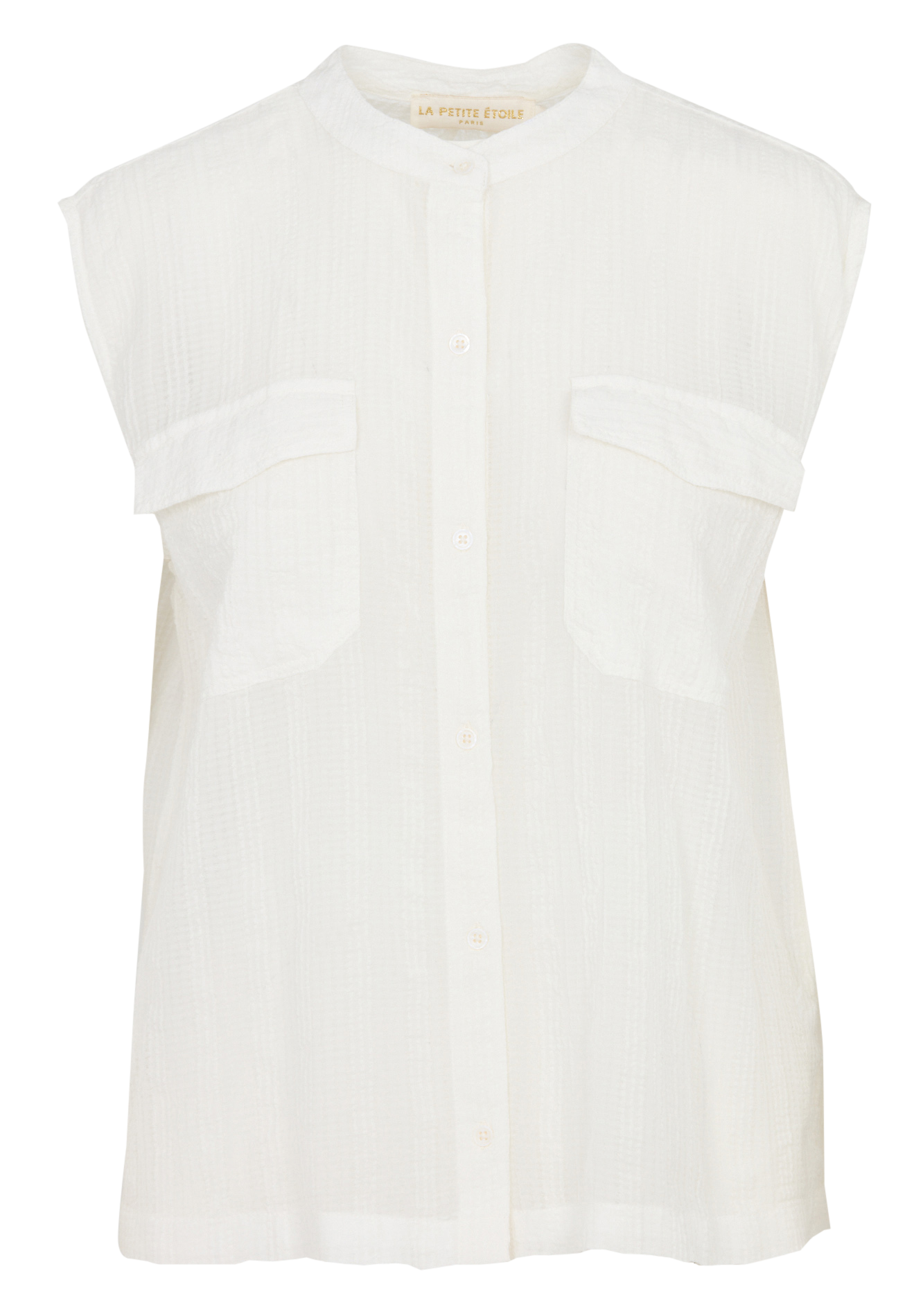Chemise oversize col mao en coton mélangé LA PETITE ETOILE Beige