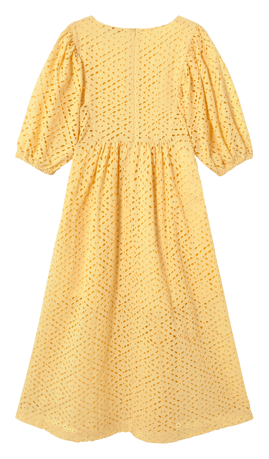 Robe midi brodée en coton THE TINY BIG SISTER Jaune