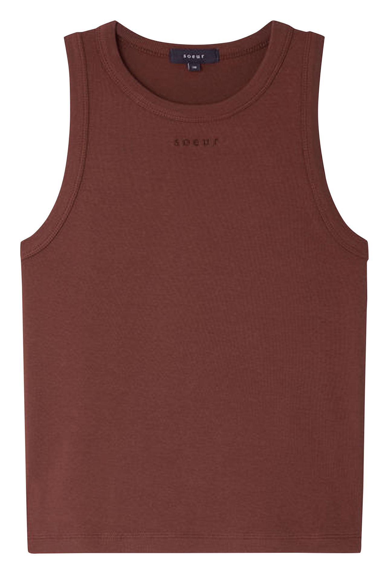 Straight tank top in recycled cotton SOEUR Brown