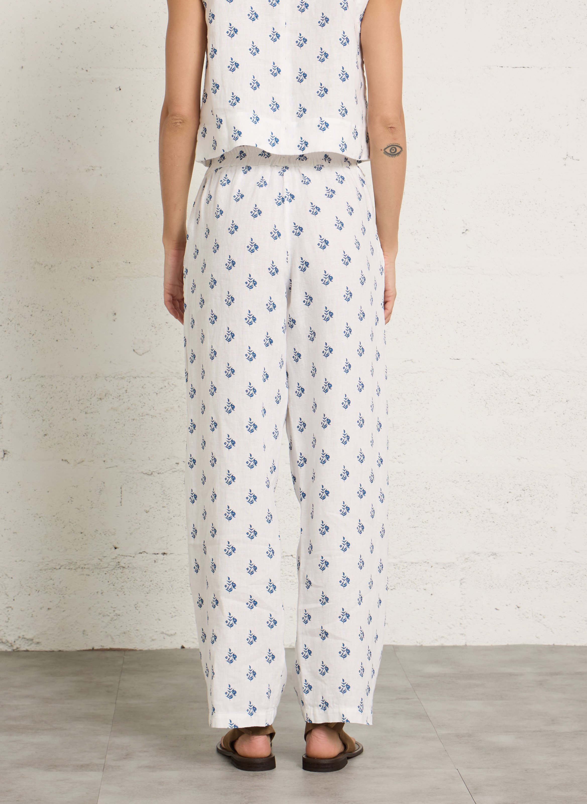 Rechte broek van linnen Wit