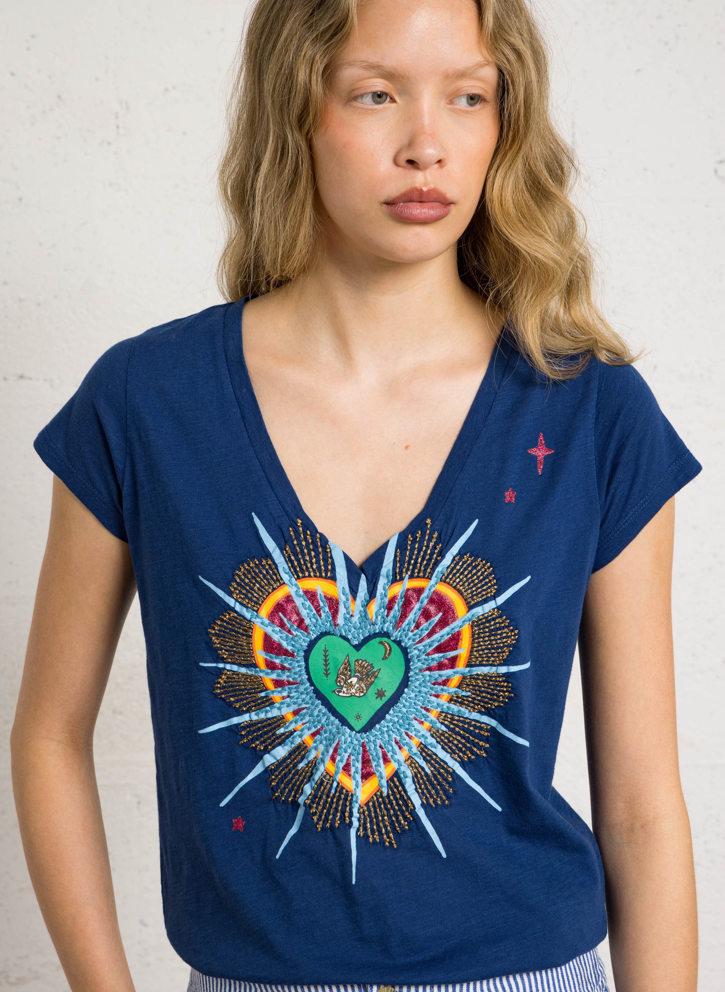 Tee-shirt col rond imprimé LEON & HARPER Bleu