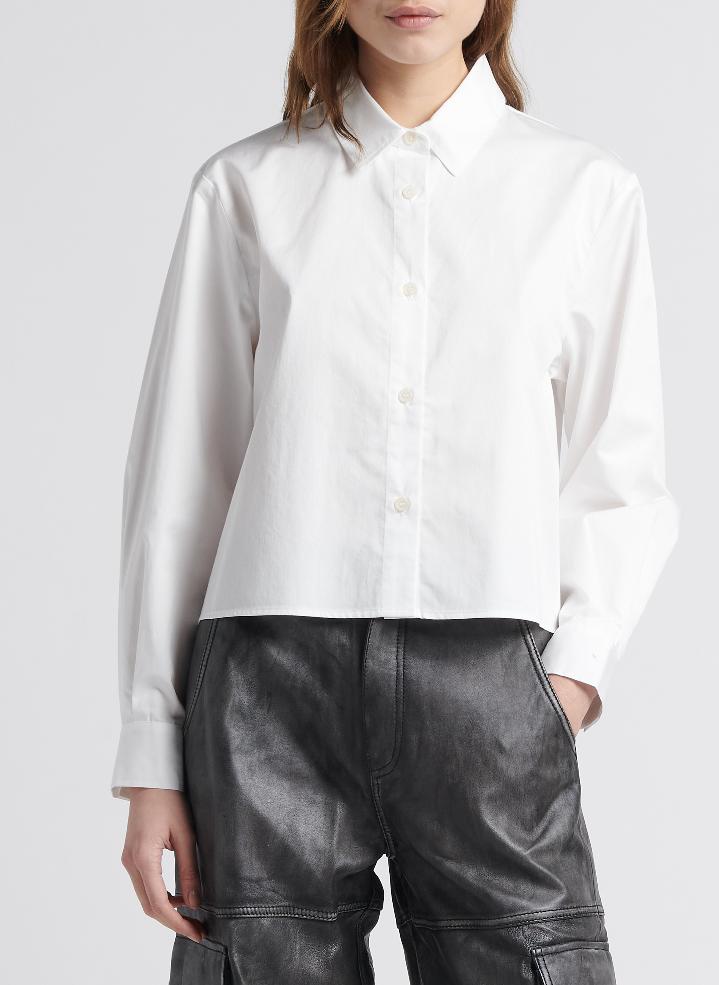 Straight-fit, kort overhemd van katoen met klassieke kraag SAISON 1865 Wit