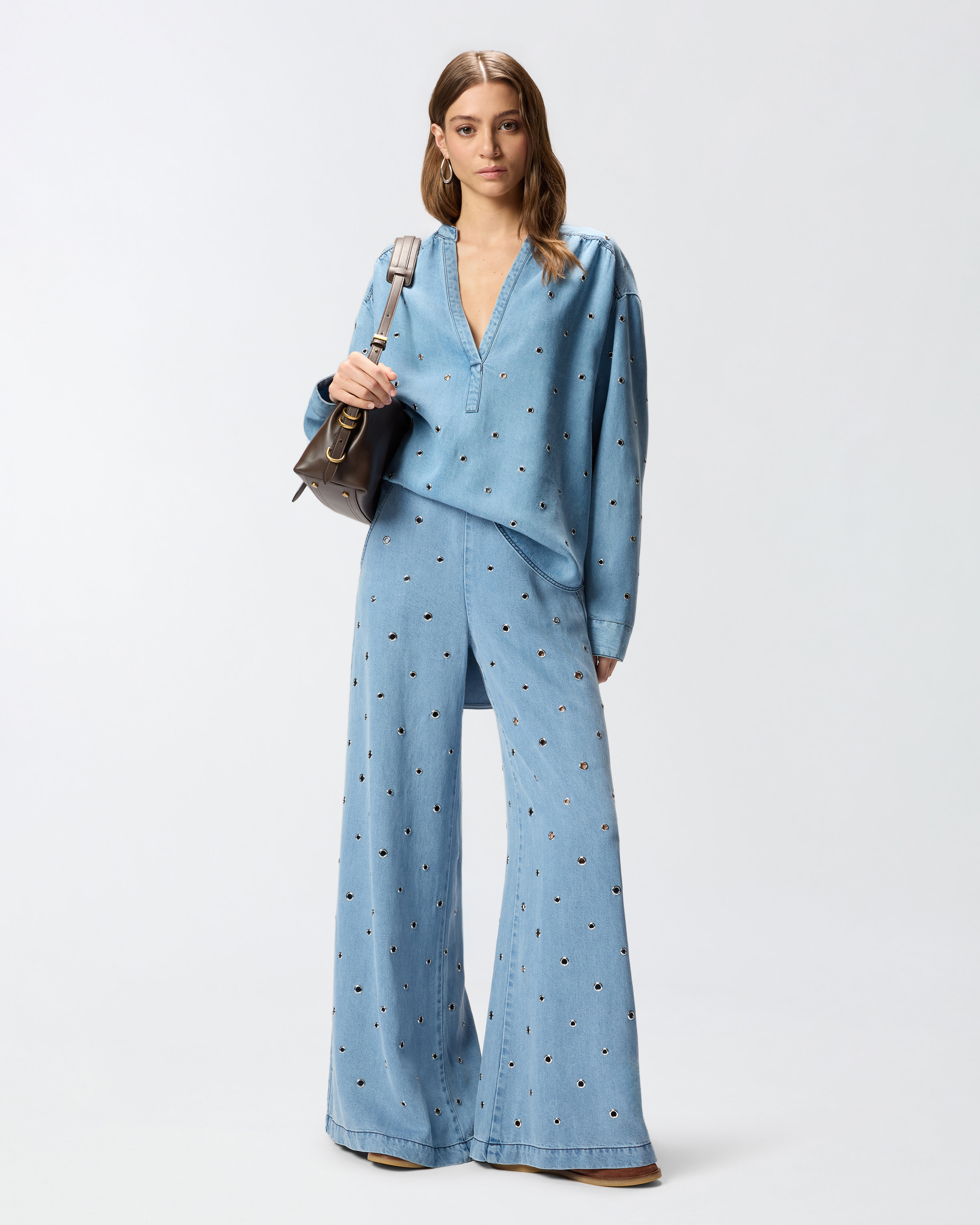 Jean en denim à œillets PINKO Bleu