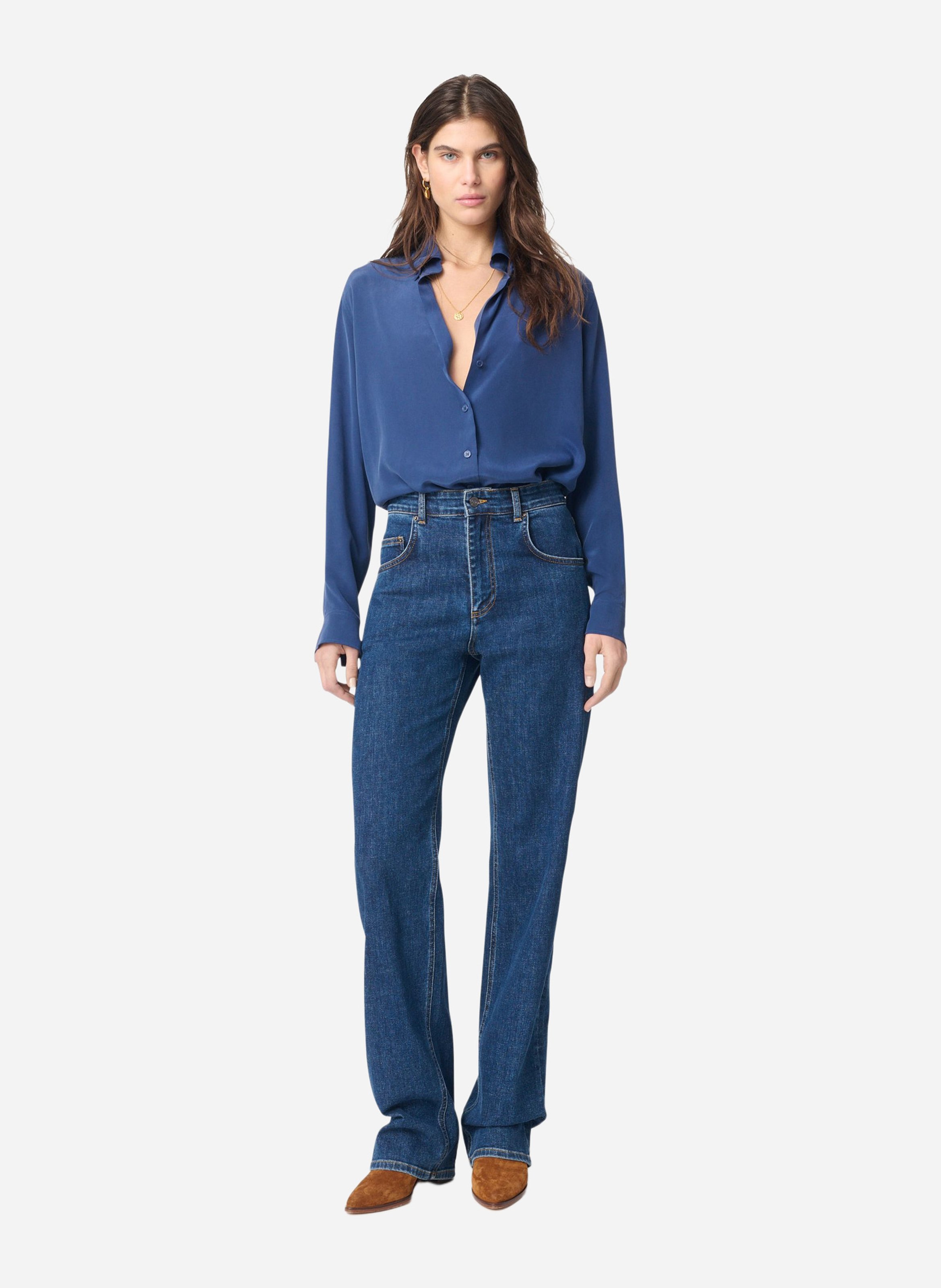 Jean droit taille haute uni VANESSA BRUNO Bleu