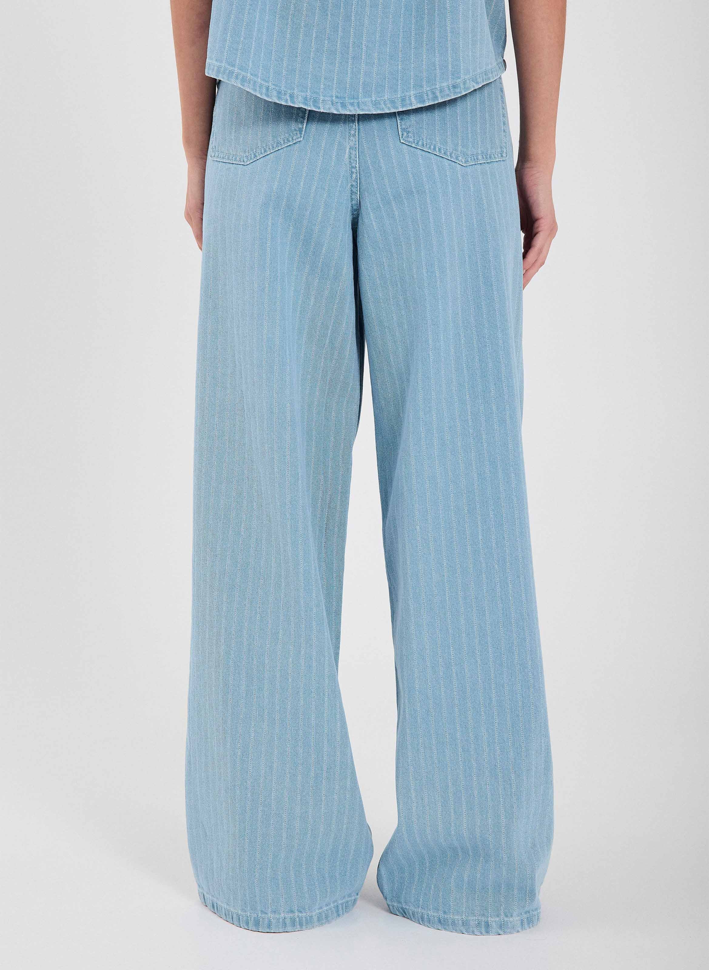 Straight leg jeans in striped cotton and organic cotton NORR Blue