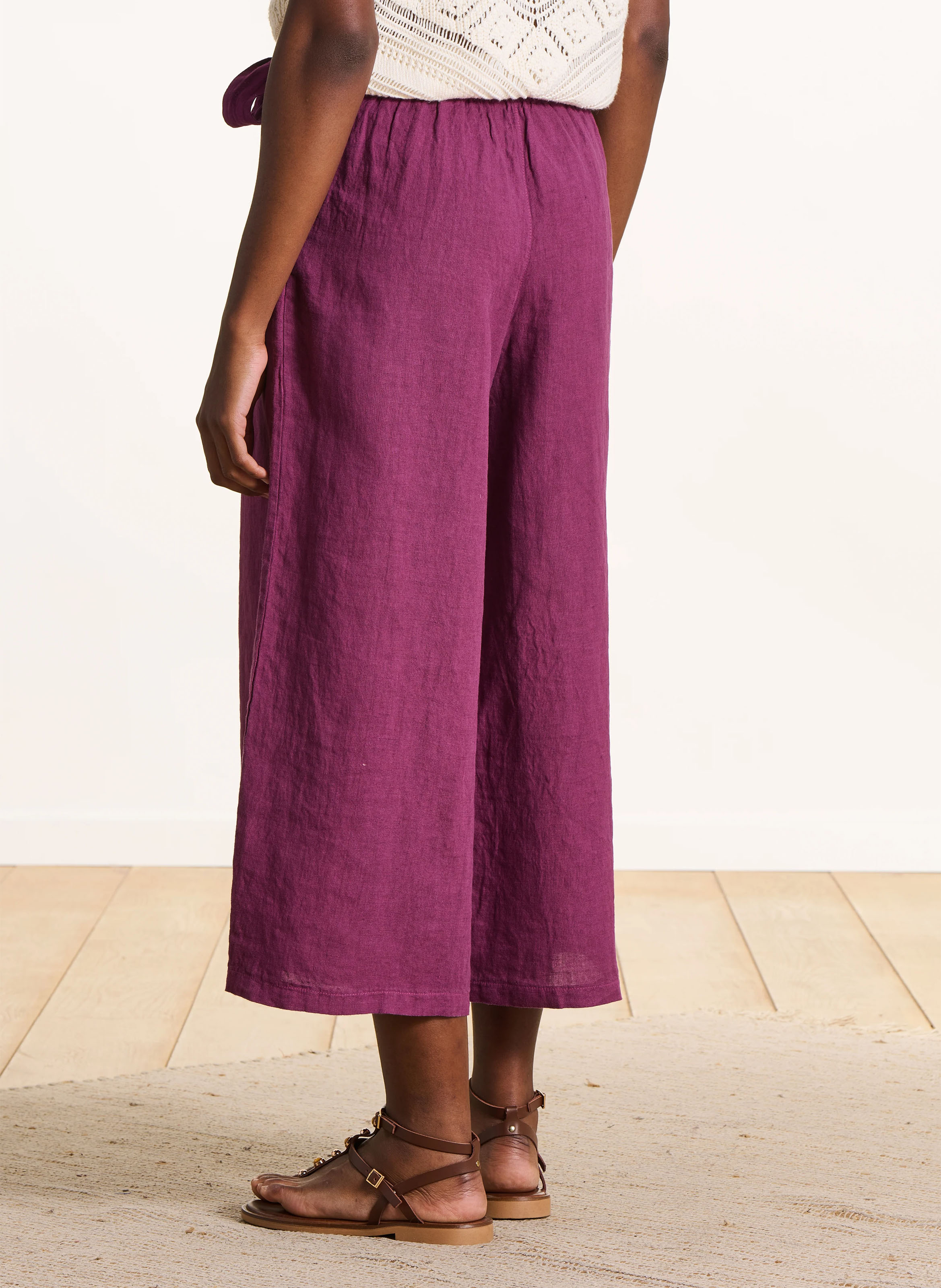 Pantalon large en lin LA FEE MARABOUTEE Violet