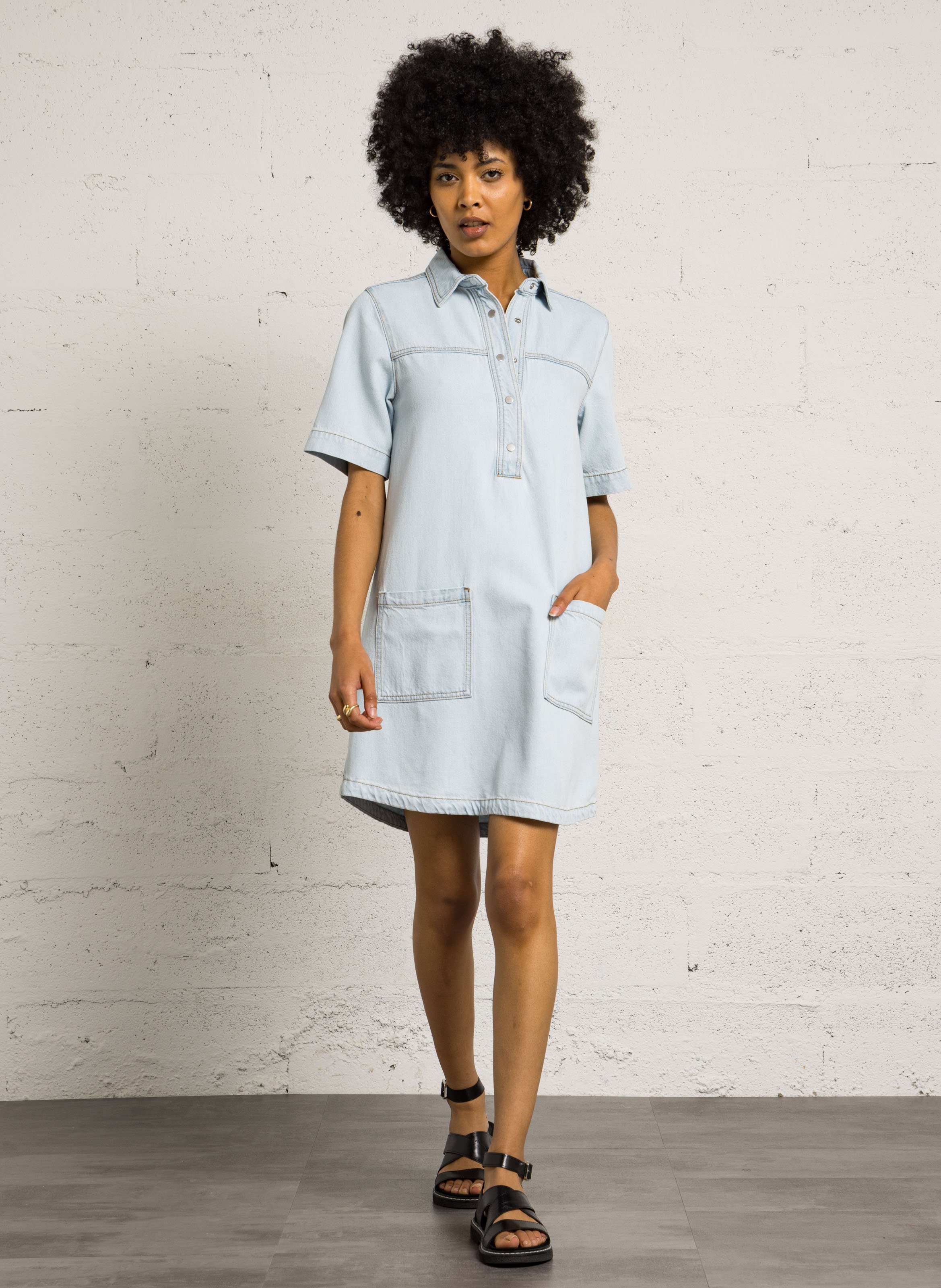 Midi-jurk in denim MAISON 123 Blauw