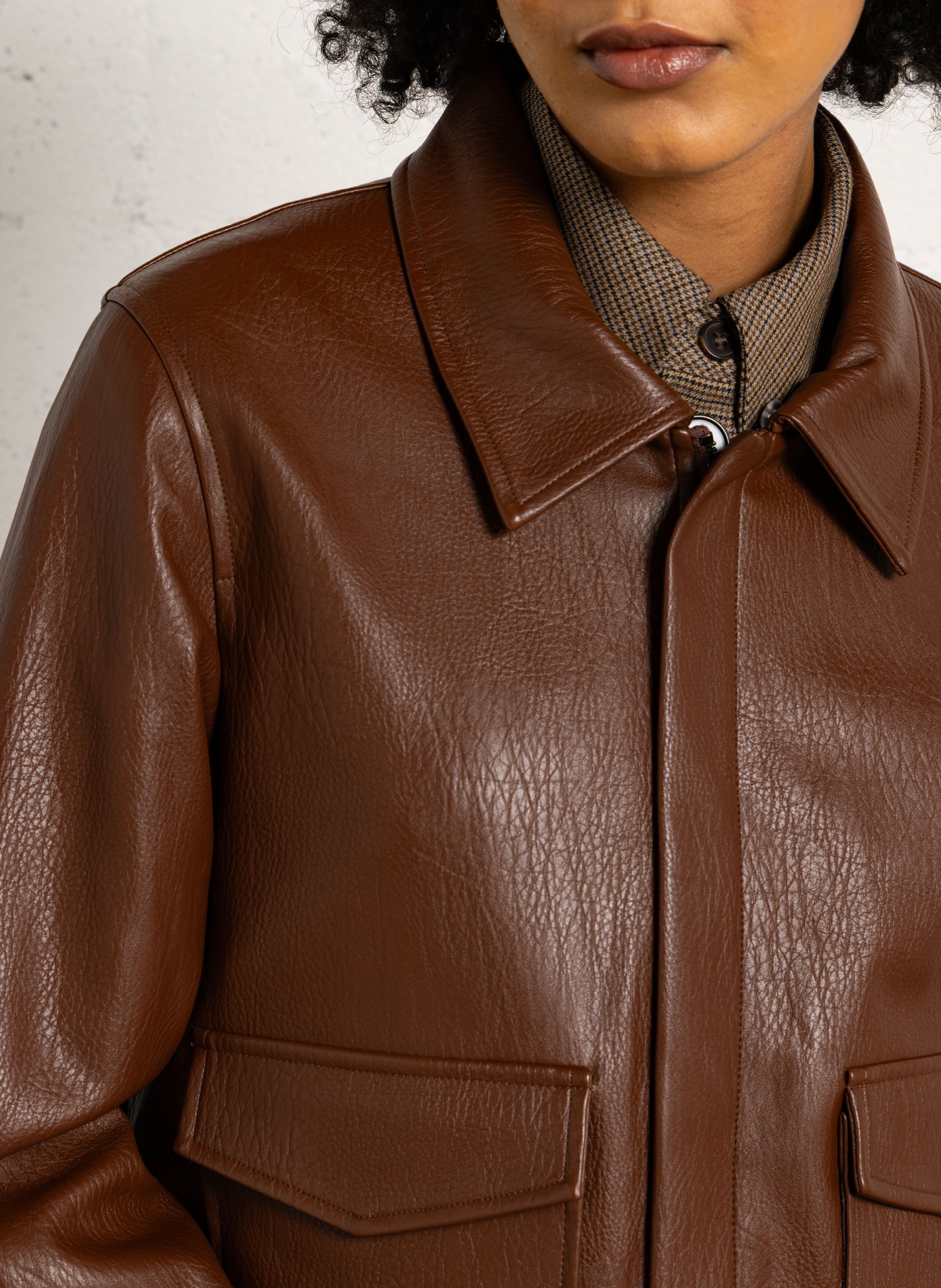 Manteau col sherpa effet cuir SUNCOO Marron
