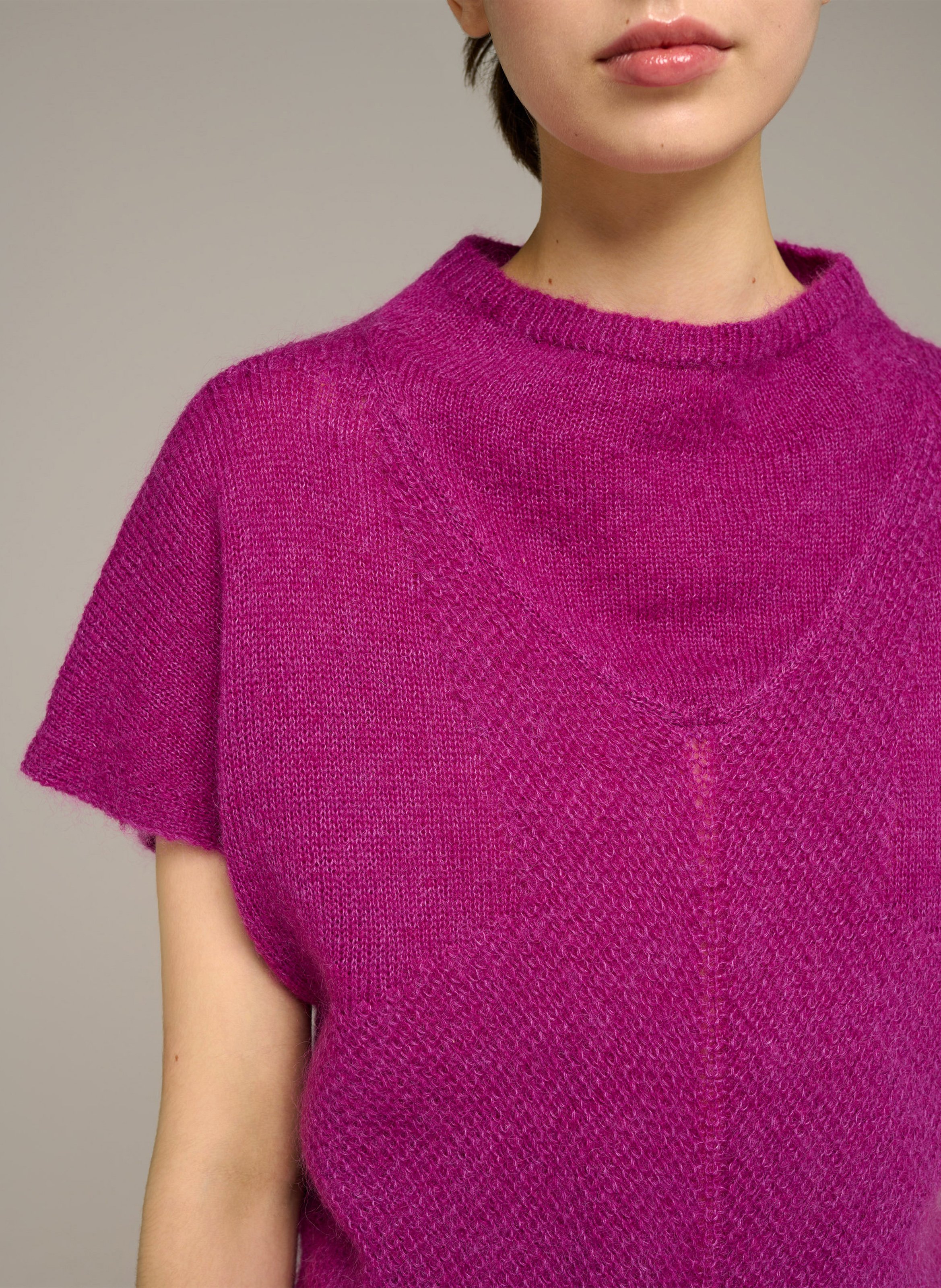 Taillierter Kurzarm-Pullover aus Wollmischung COTELAC Violett