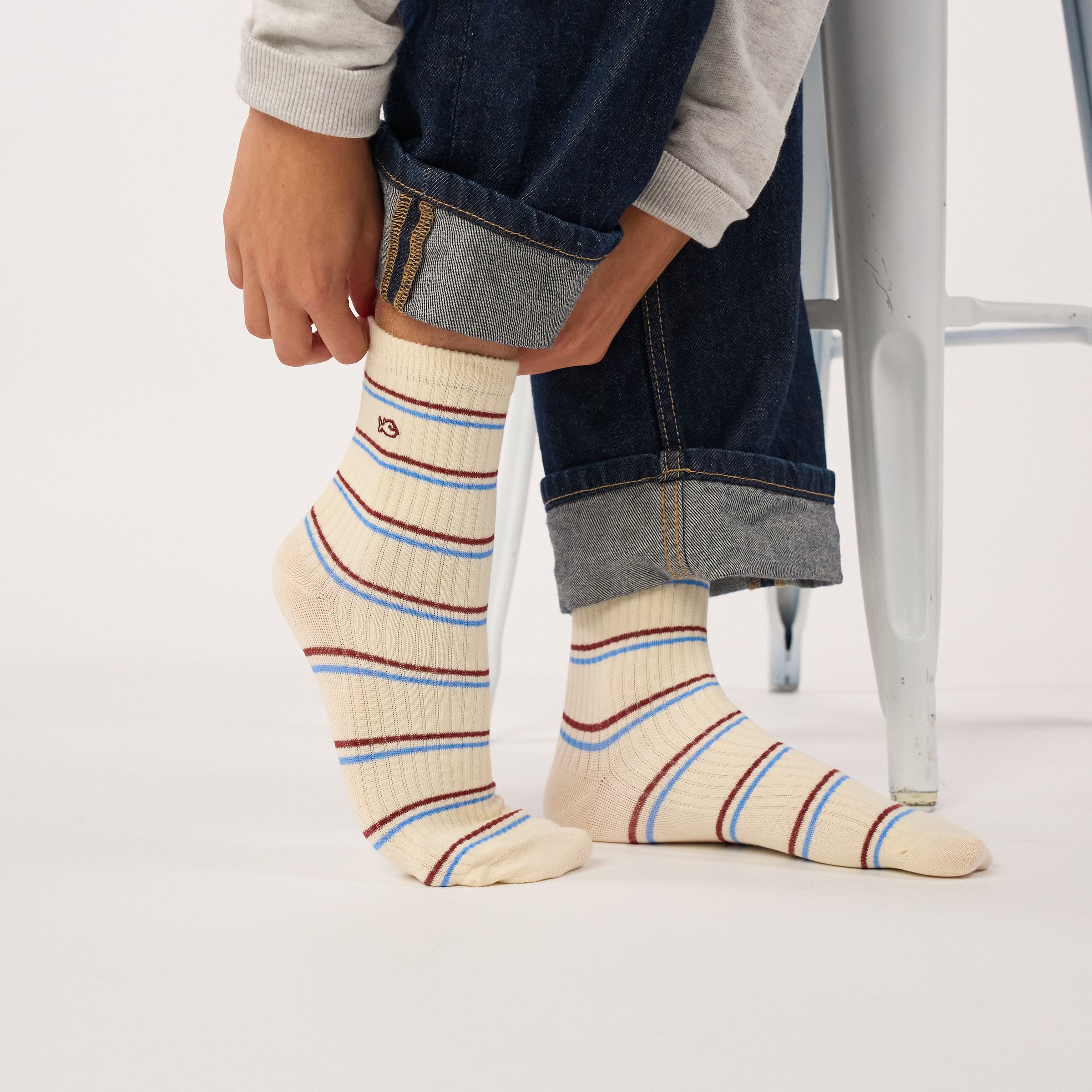 Combed cotton striped socks BILLYBELT Beige
