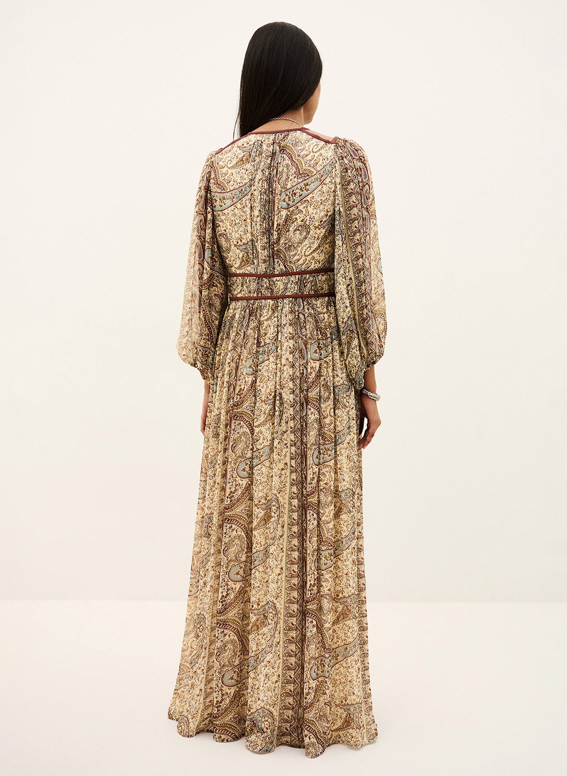 Langes, bedrucktes Kleid mit V-Ausschnitt BA&SH Blau