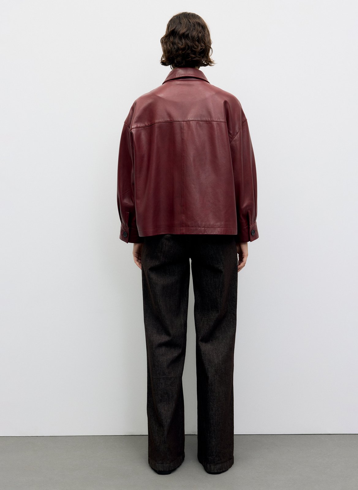 Straight leather jacket with classic collar GERARD DAREL Red
