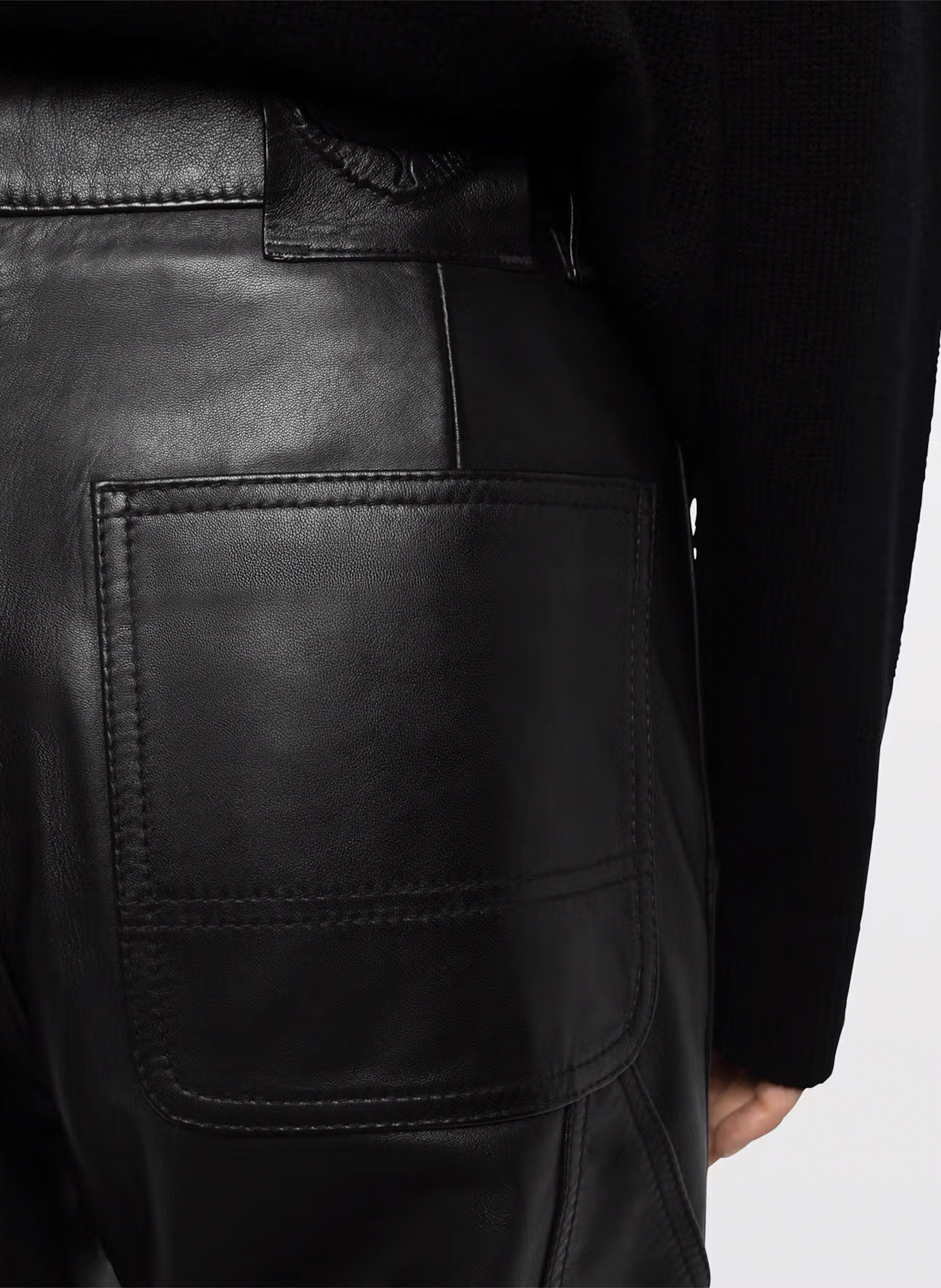 Pantalon droit taille haute en cuir ZADIG&VOLTAIRE Noir