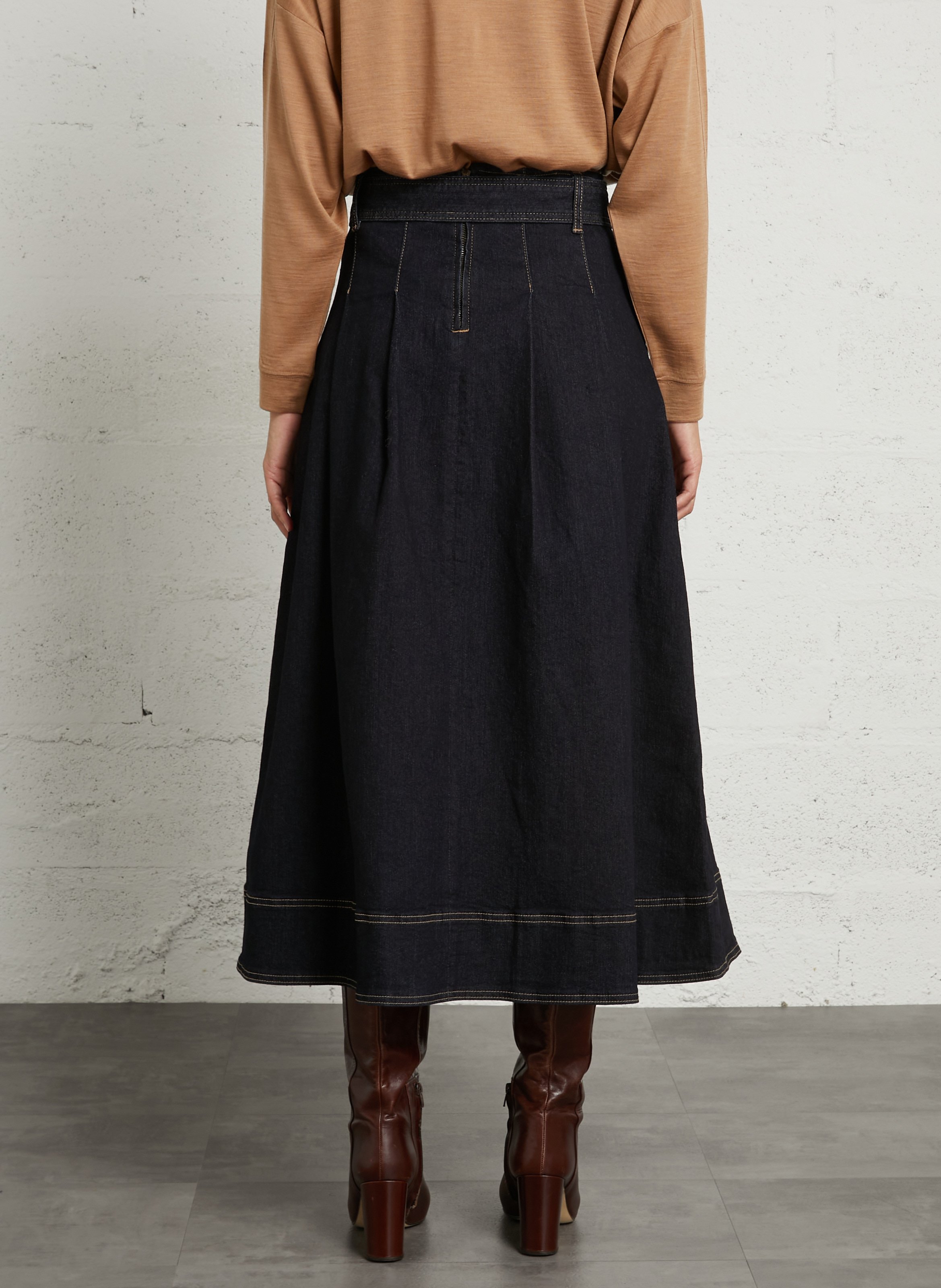 Ausgestellter Denim-Rock aus Baumwollmischung MAISON 123 Blau