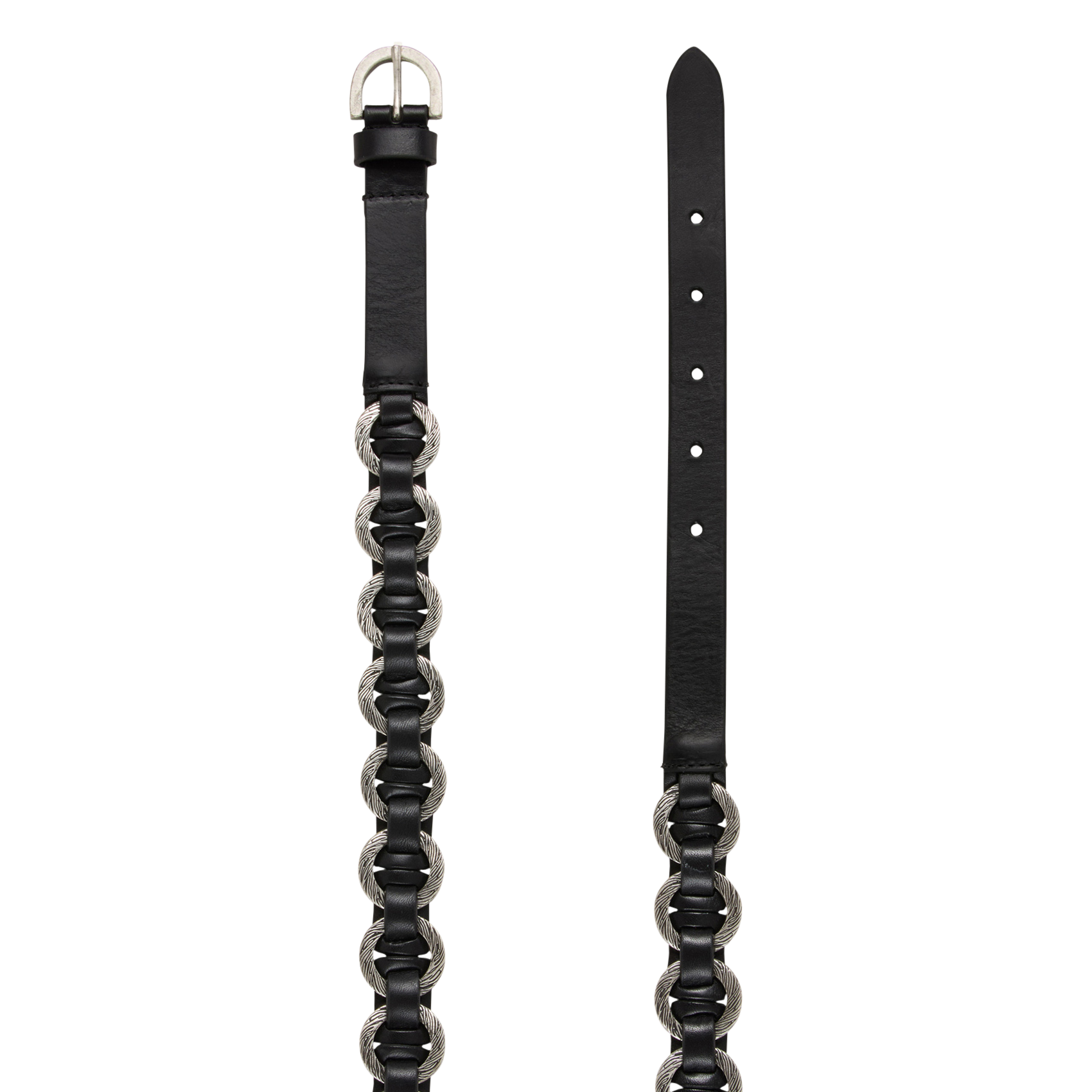 Ceinture à anneaux gravés en cuir BA&SH Noir