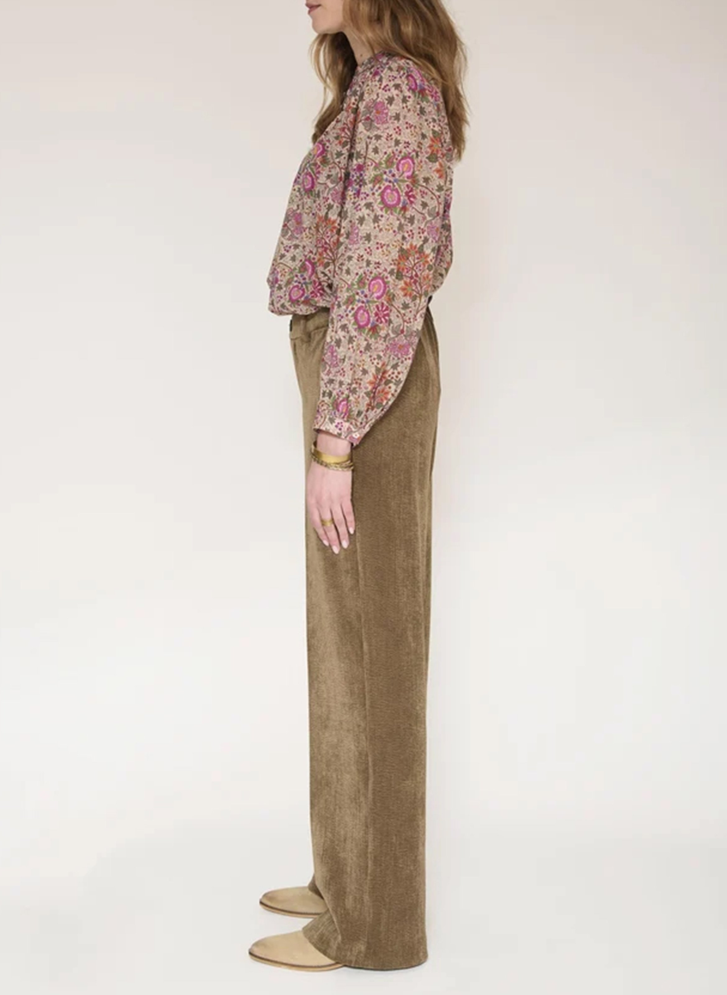 Pantalon droit en velours côtelé MKT Marron