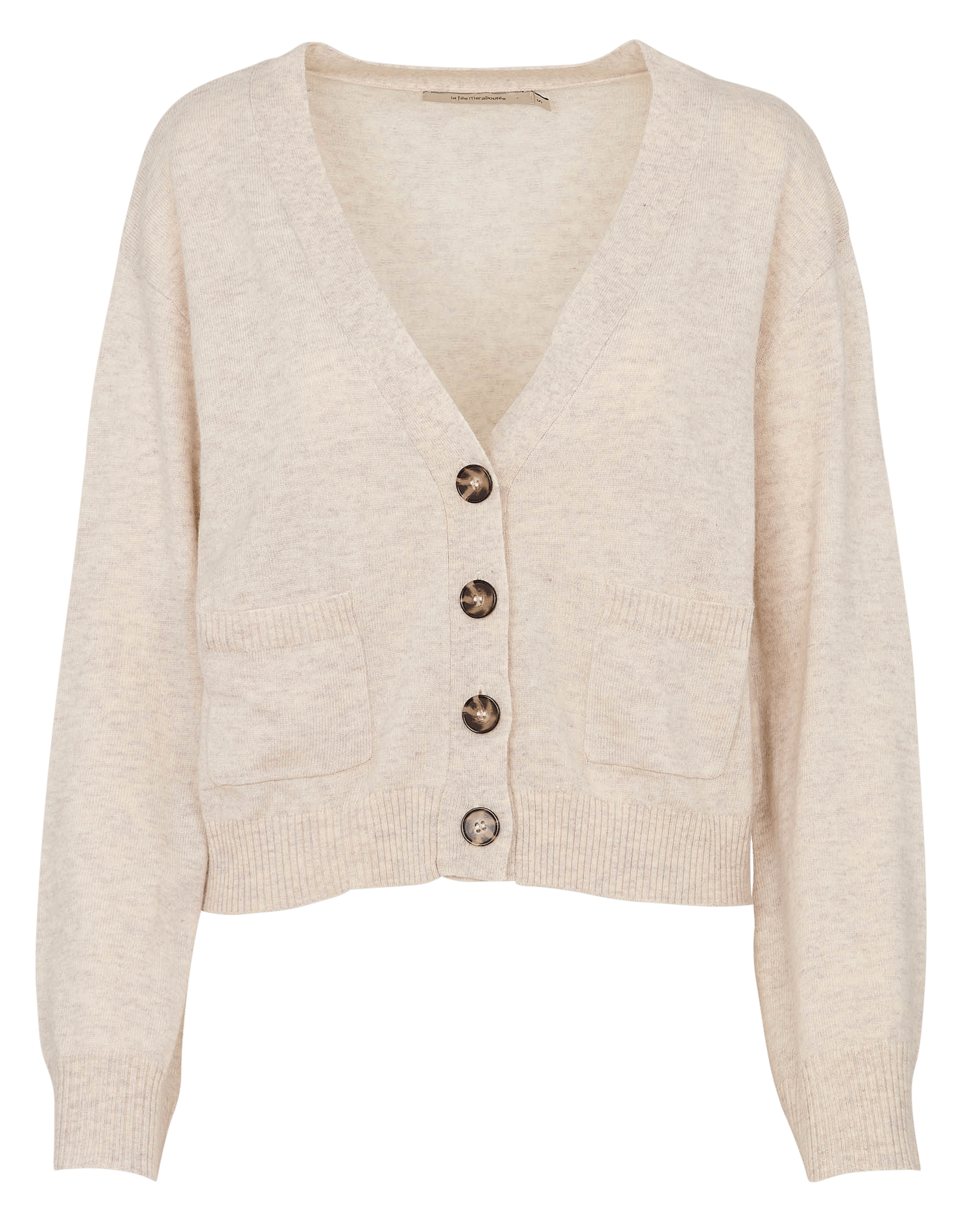 Gilet droit fin en laine et cachemire LA FEE MARABOUTEE Beige