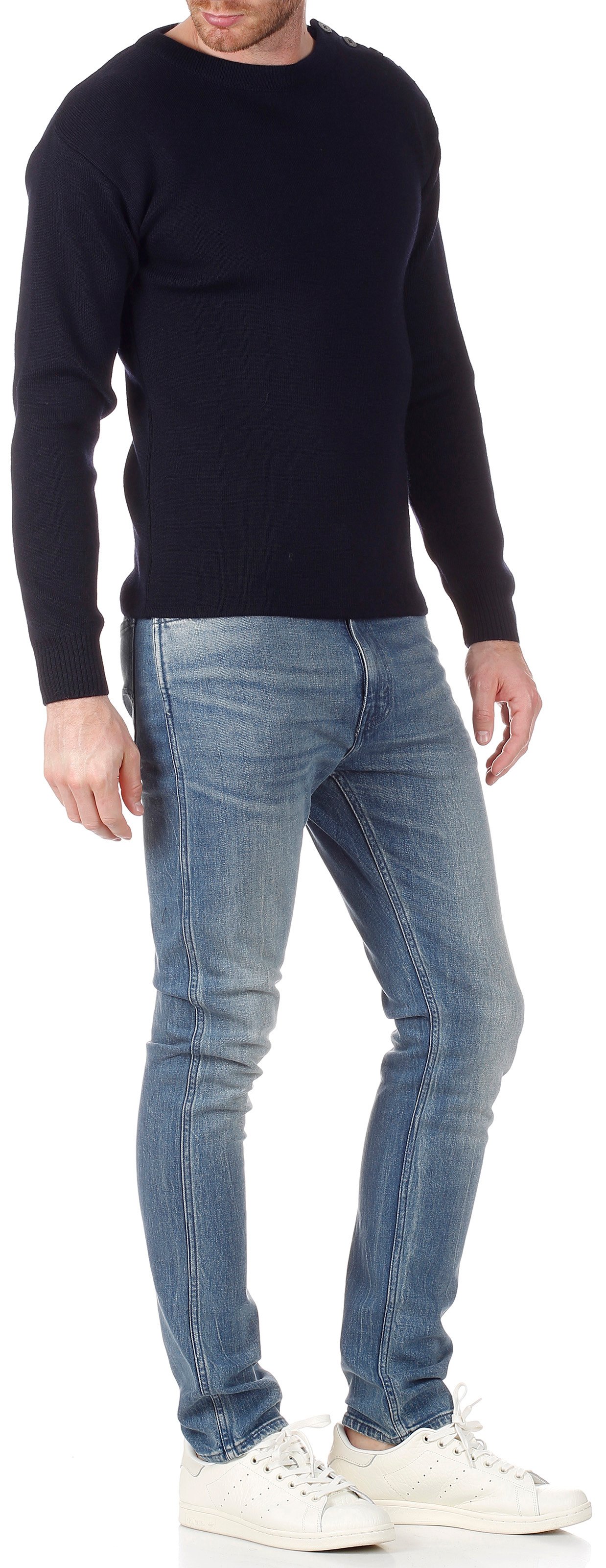 Regular-fit, wollen trui met ronde hals Blauw