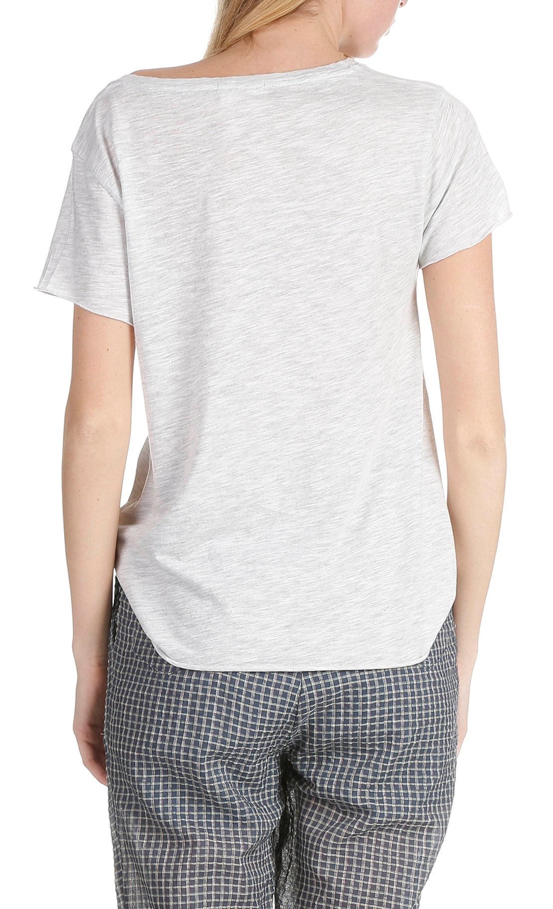 T-shirt met V-hals van katoenmix AMERICAN VINTAGE Grijs